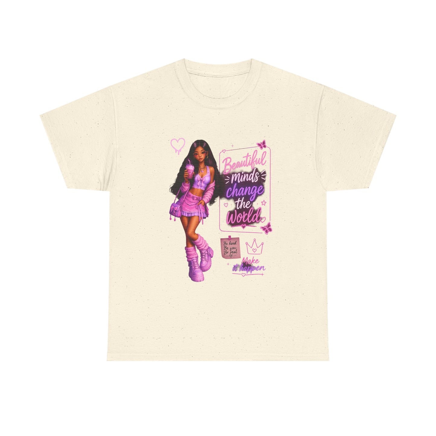 Beautiful Minds Change the World Tee - Pink Barbiecore Graphic Shirt