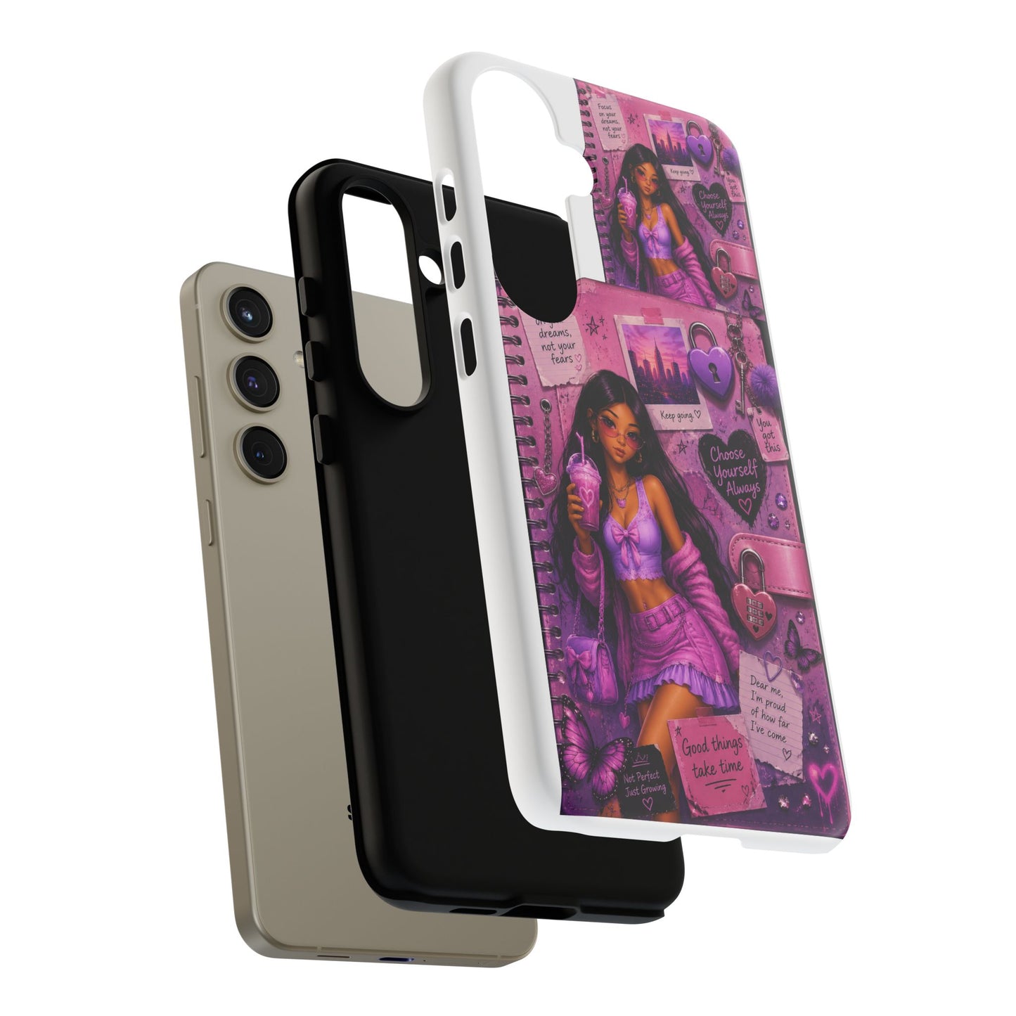 Purple Aesthetic Phone Case — Girl Collage 'Choose Yourself' Design