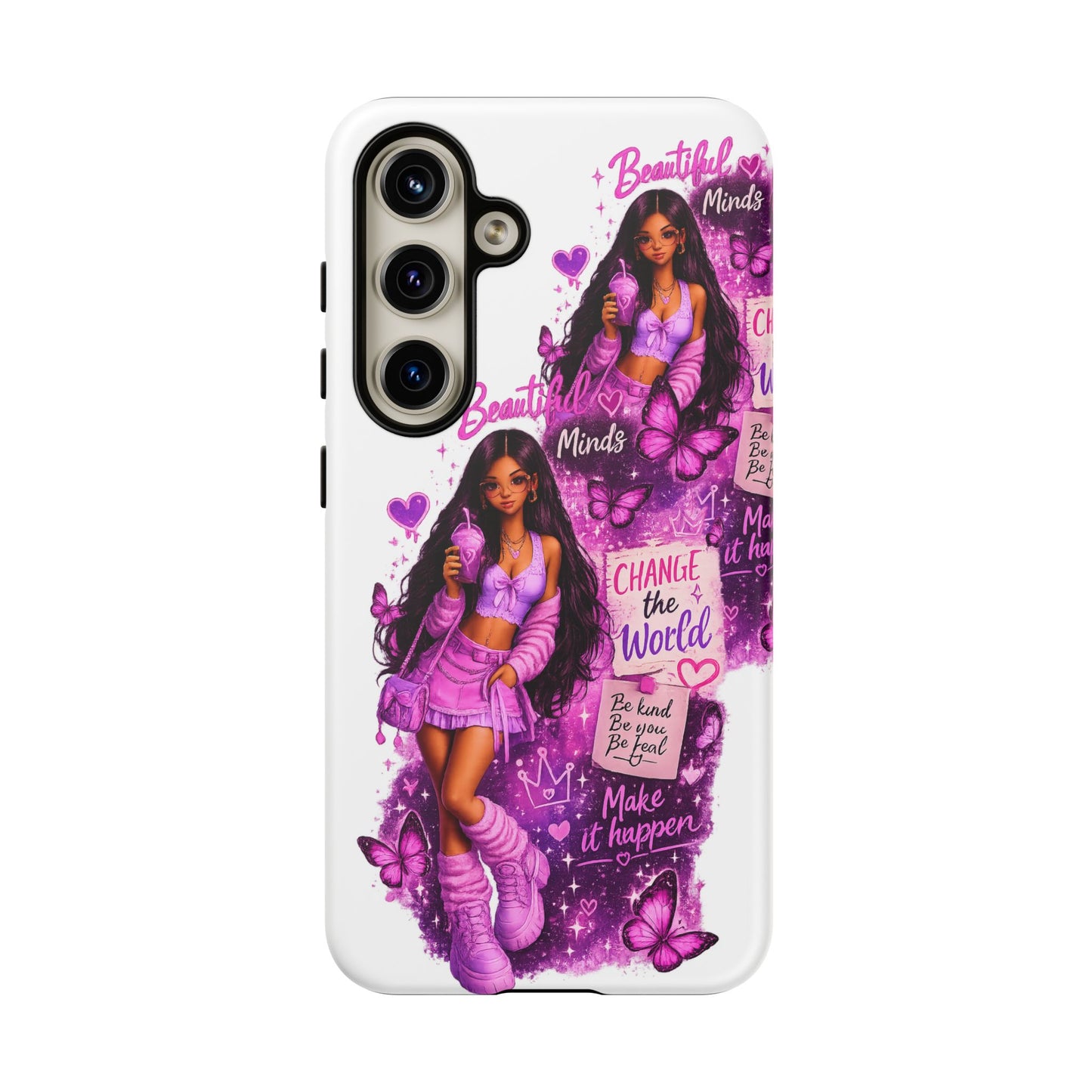 Empowered Girl Phone Case — Pink Butterfly ‘Change the World’ Design