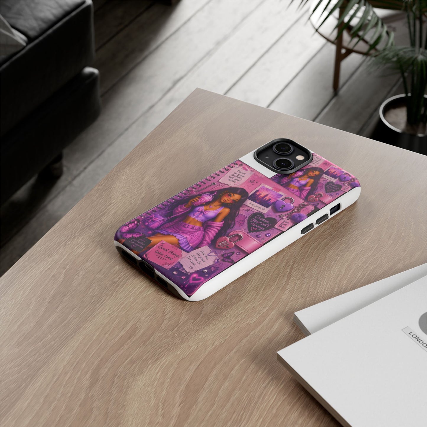 Purple Aesthetic Phone Case — Girl Collage 'Choose Yourself' Design