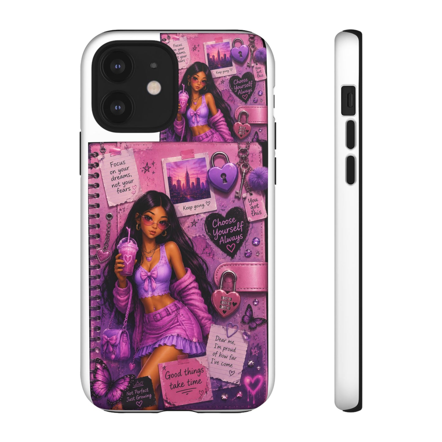 Purple Aesthetic Phone Case — Girl Collage 'Choose Yourself' Design