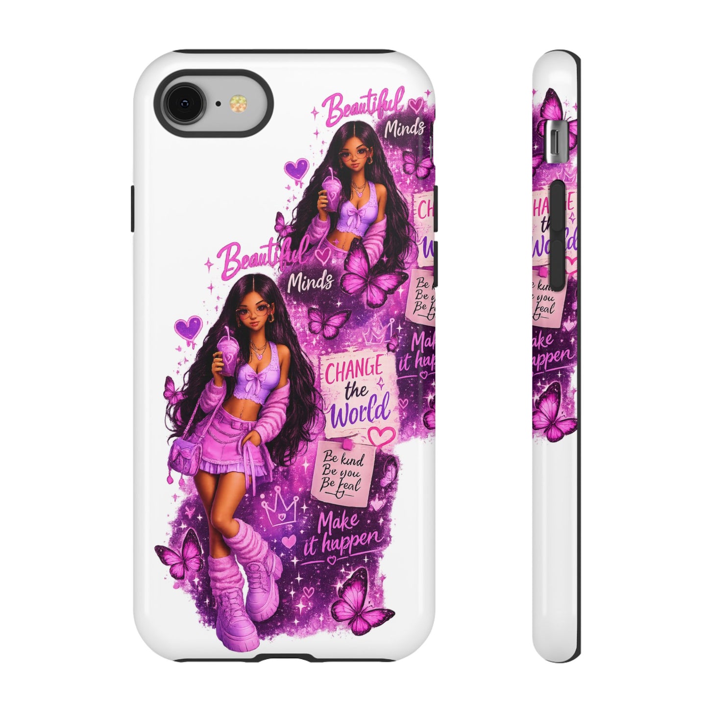 Empowered Girl Phone Case — Pink Butterfly ‘Change the World’ Design