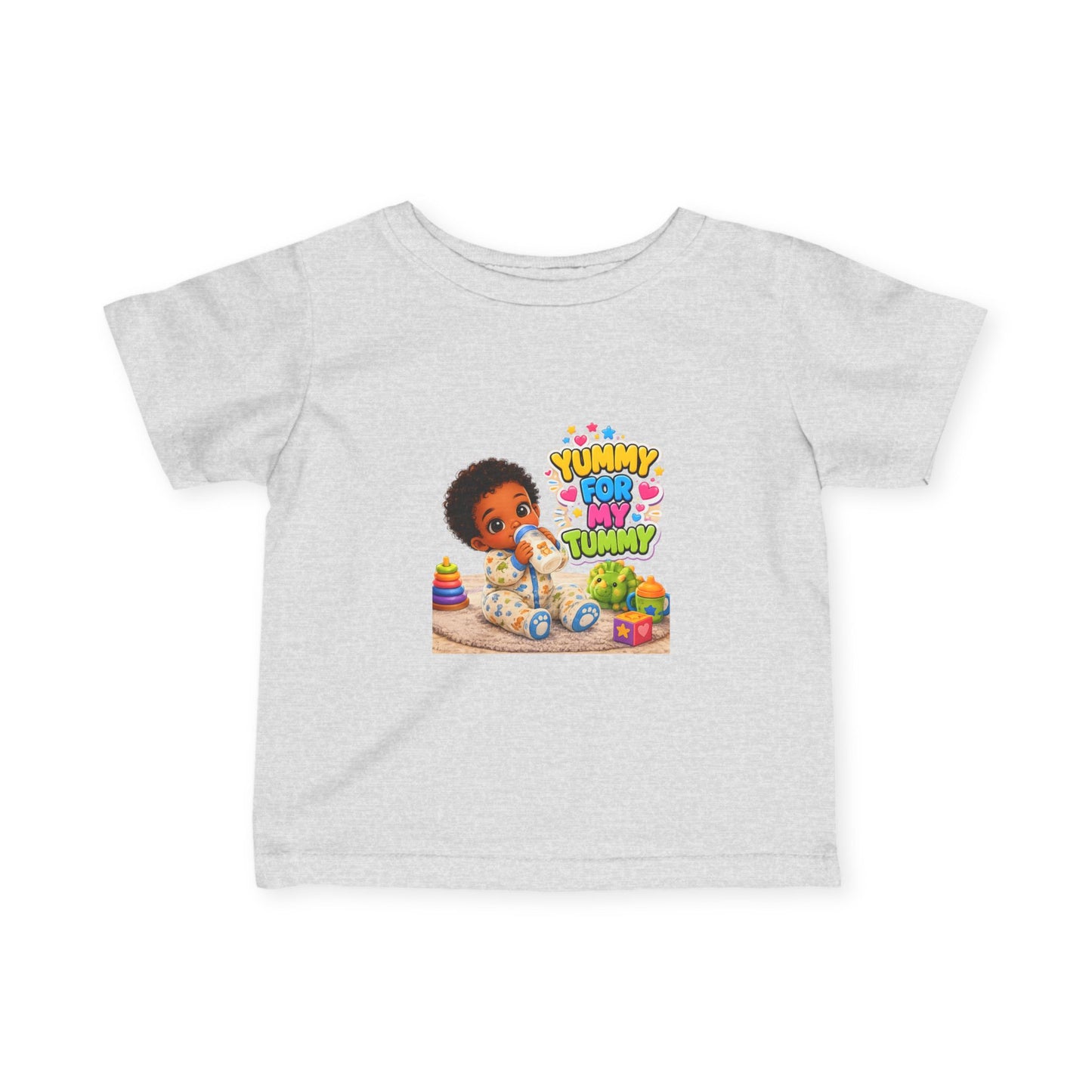 Infant Tee – "Yummy for My Tummy" Cute Baby Feeding Graphic