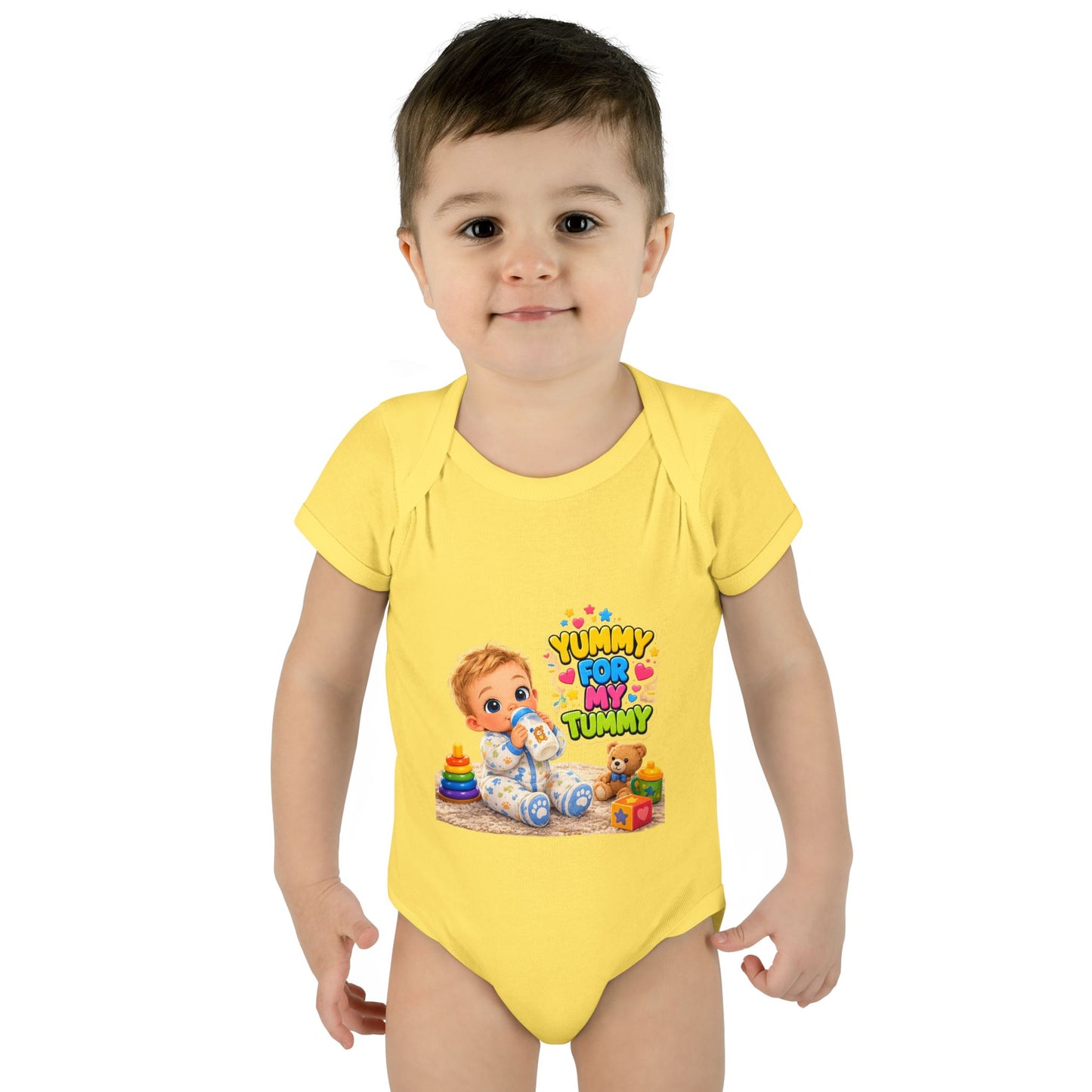 Yummy for My Tummy Baby Bodysuit — Cute Infant Feeding Onesie