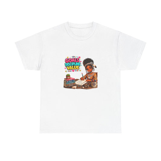 Motivational Study T-Shirt — "Goals, Discipline, Value" Graphic Tee for Students & Learners