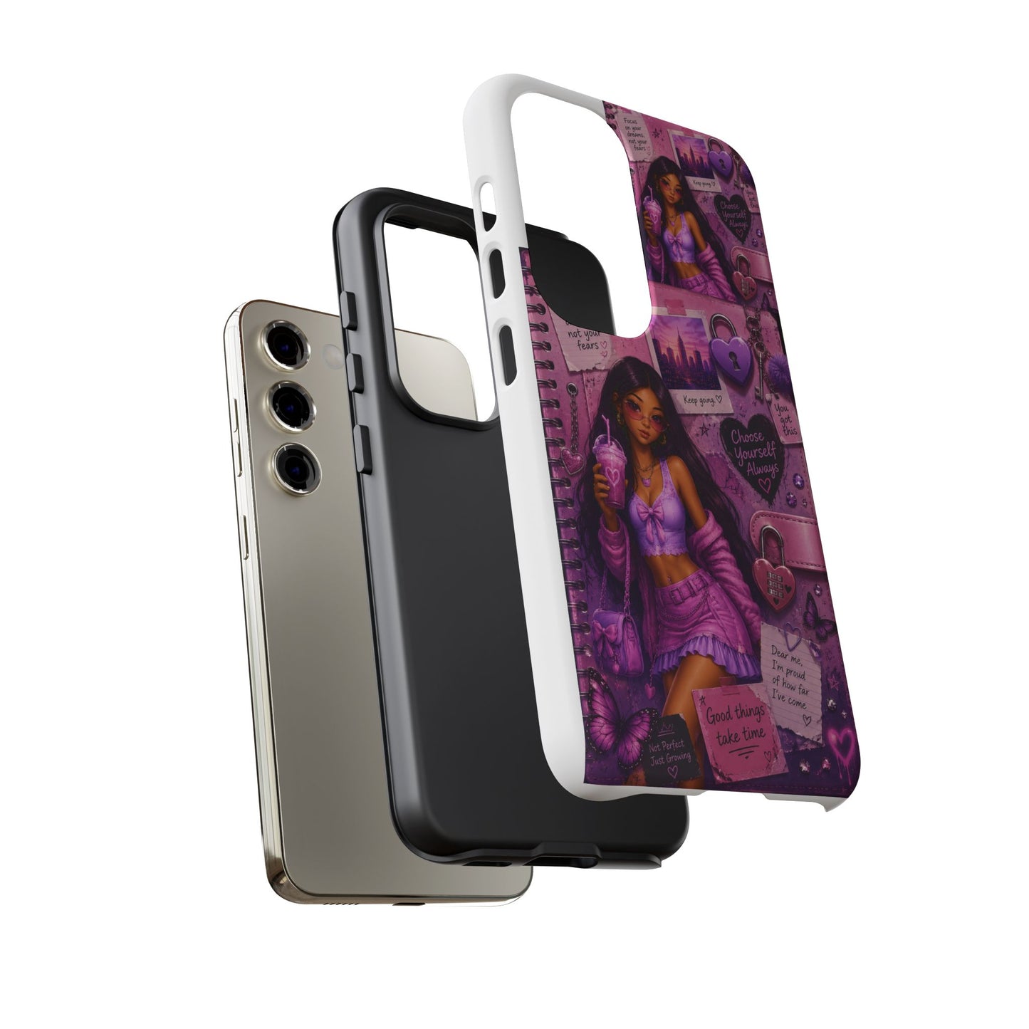 Purple Aesthetic Phone Case — Girl Collage 'Choose Yourself' Design