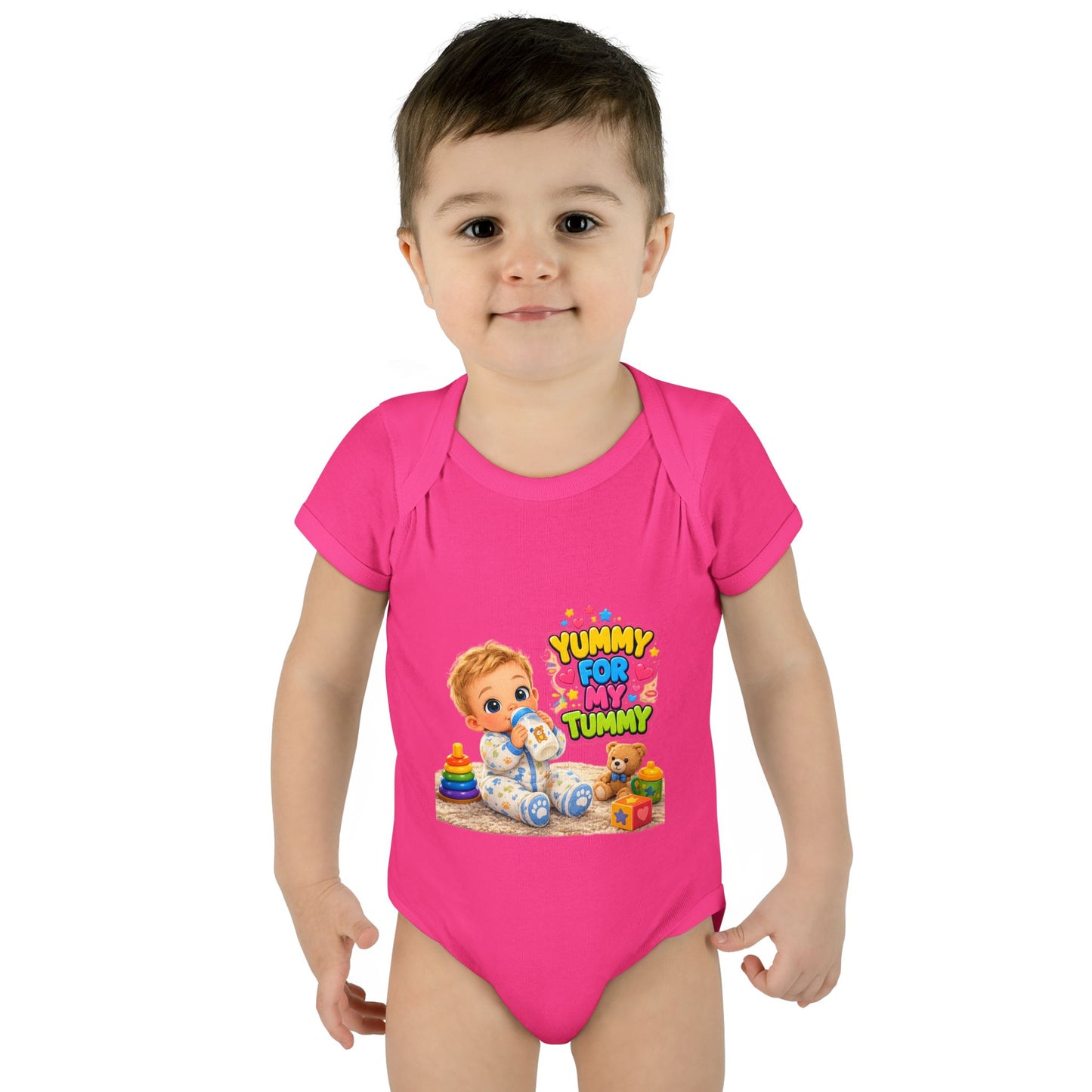 Yummy for My Tummy Baby Bodysuit — Cute Infant Feeding Onesie