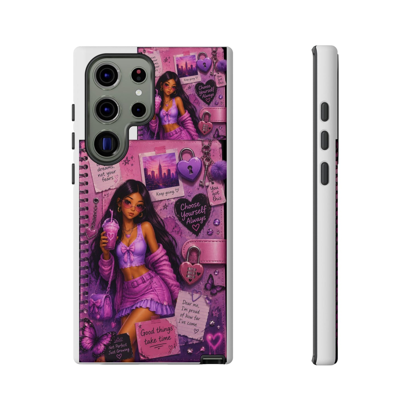 Purple Aesthetic Phone Case — Girl Collage 'Choose Yourself' Design