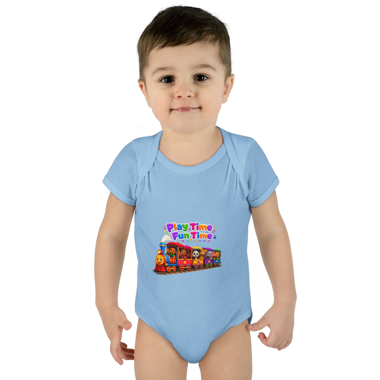Play Time Fun Time Train Baby Bodysuit — Colorful Infant Onesie