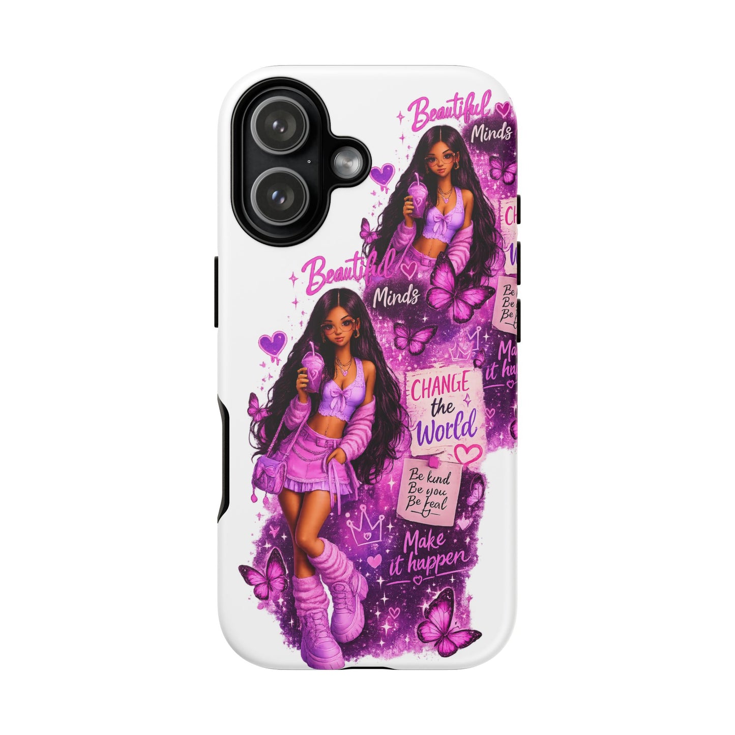 Empowered Girl Phone Case — Pink Butterfly ‘Change the World’ Design