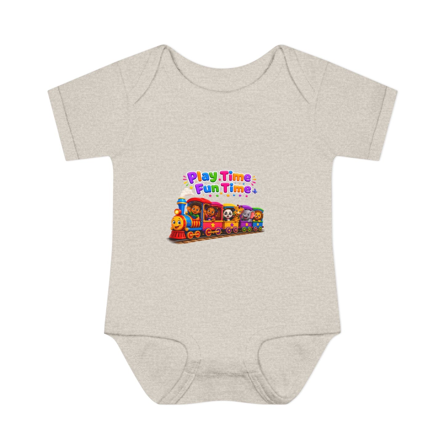 Play Time Fun Time Train Baby Bodysuit — Colorful Infant Onesie