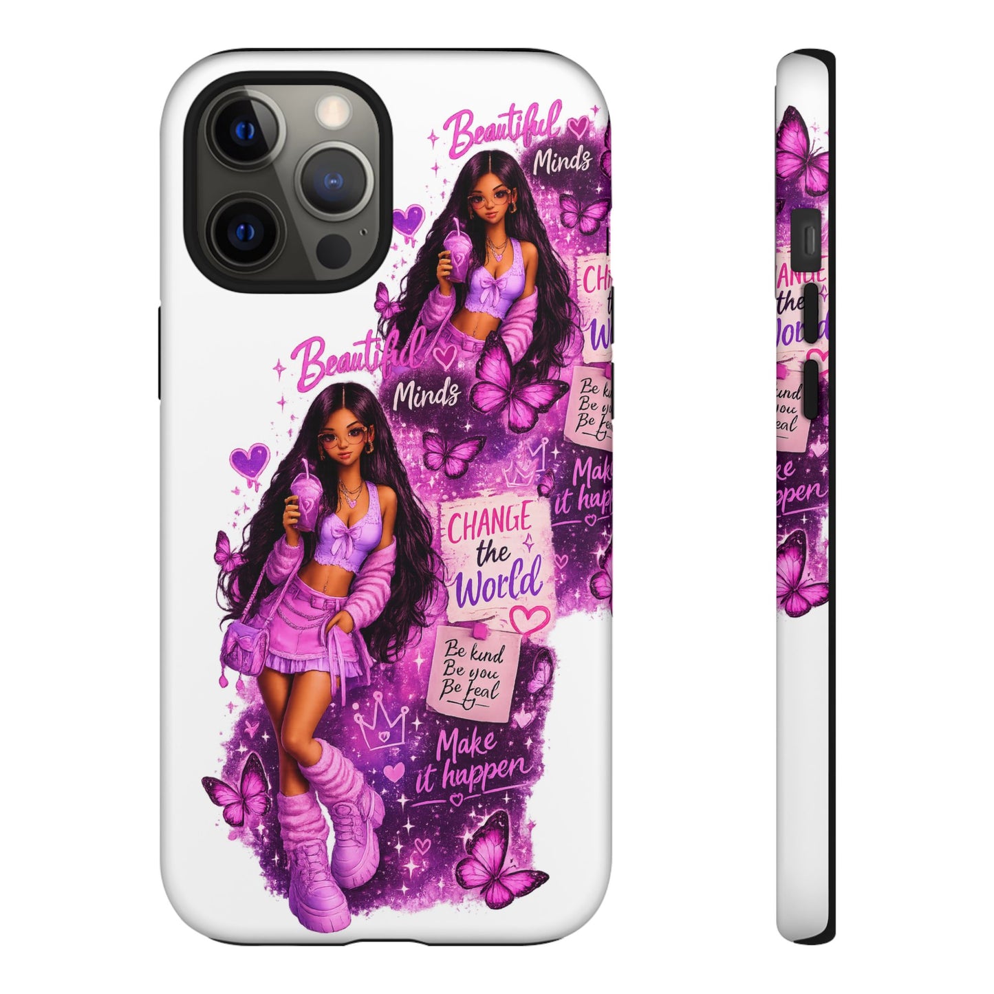 Empowered Girl Phone Case — Pink Butterfly ‘Change the World’ Design