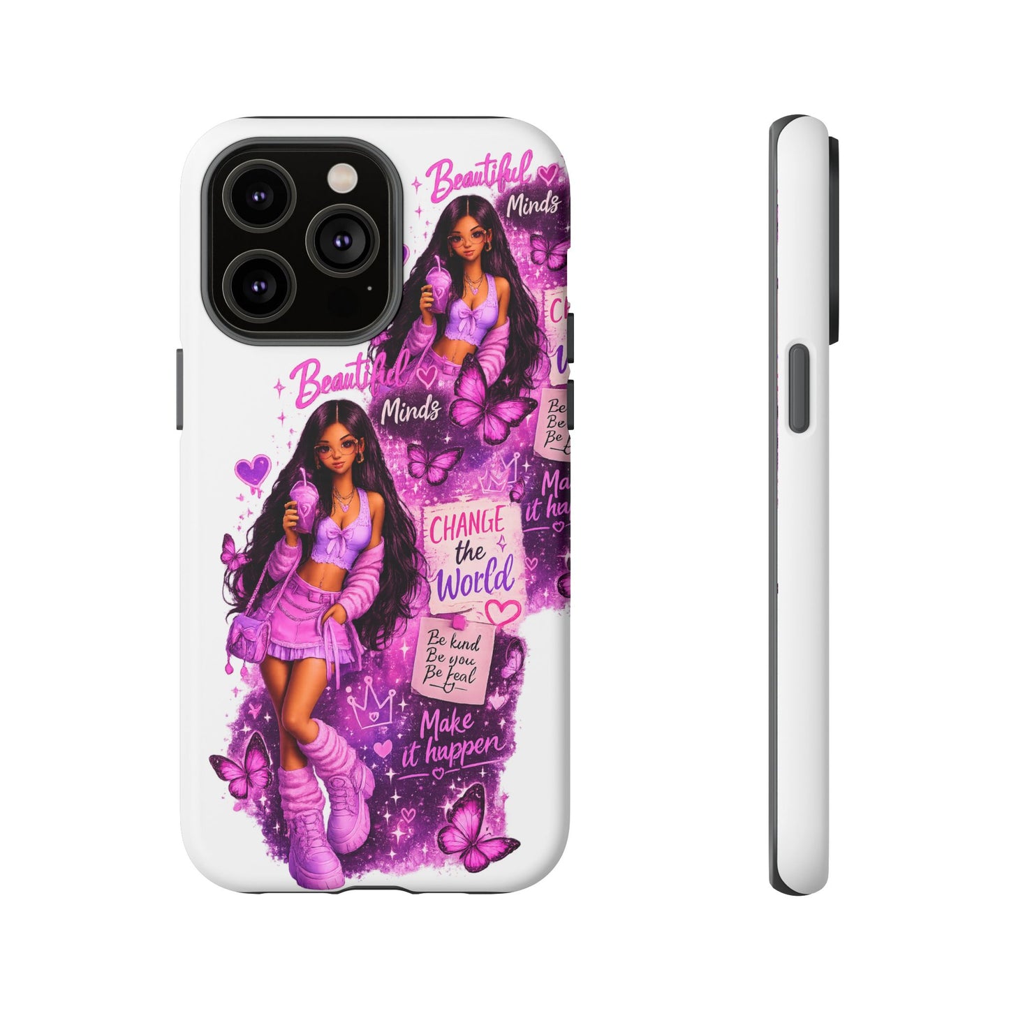 Empowered Girl Phone Case — Pink Butterfly ‘Change the World’ Design