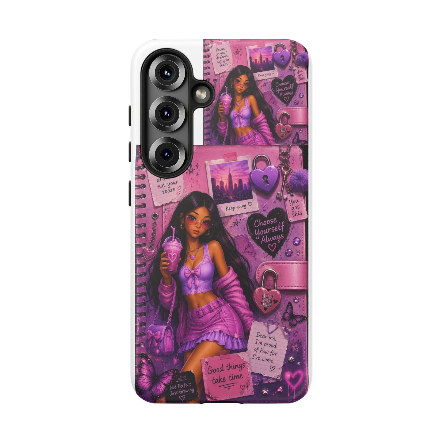 Purple Aesthetic Phone Case — Girl Collage 'Choose Yourself' Design