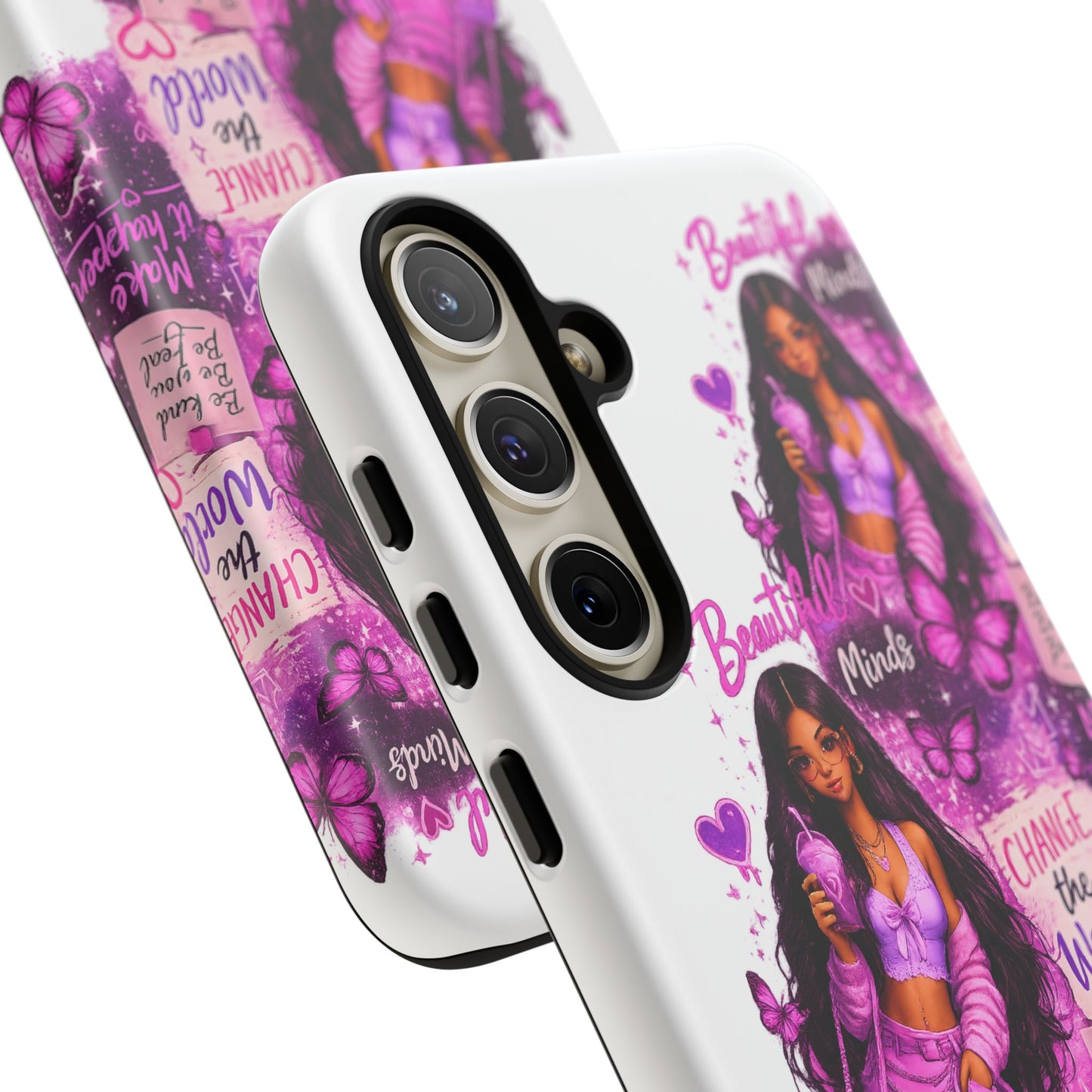 Empowered Girl Phone Case — Pink Butterfly ‘Change the World’ Design