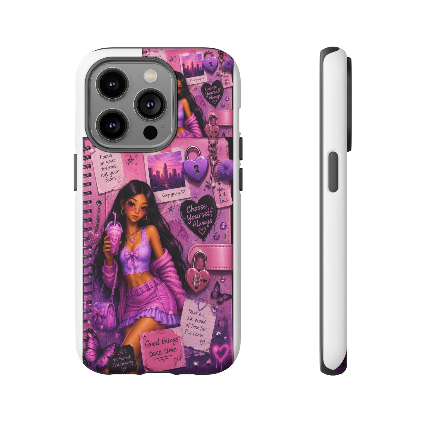Purple Aesthetic Phone Case — Girl Collage 'Choose Yourself' Design
