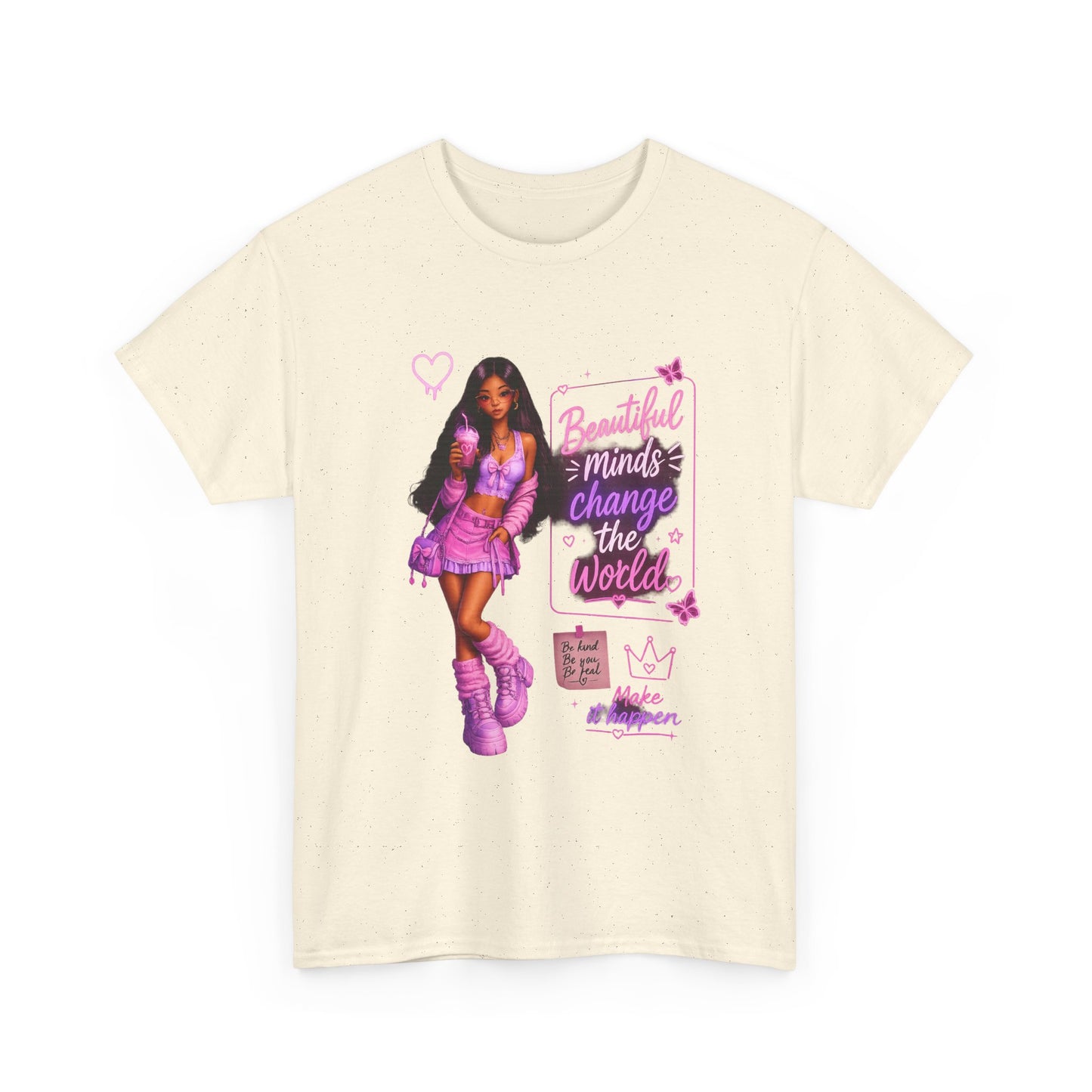 Beautiful Minds Change the World Tee - Pink Barbiecore Graphic Shirt
