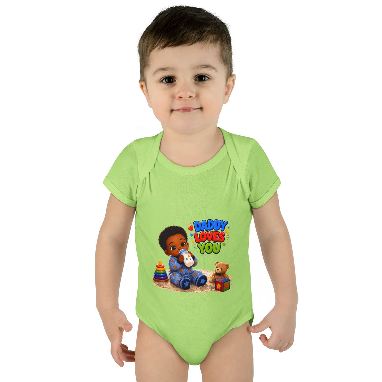 Daddy Loves You Infant Bodysuit — Cute Baby Boy Onesie with Toys Graphic