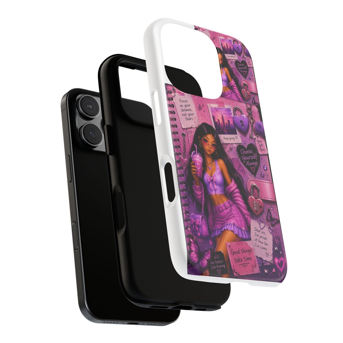 Purple Aesthetic Phone Case — Girl Collage 'Choose Yourself' Design