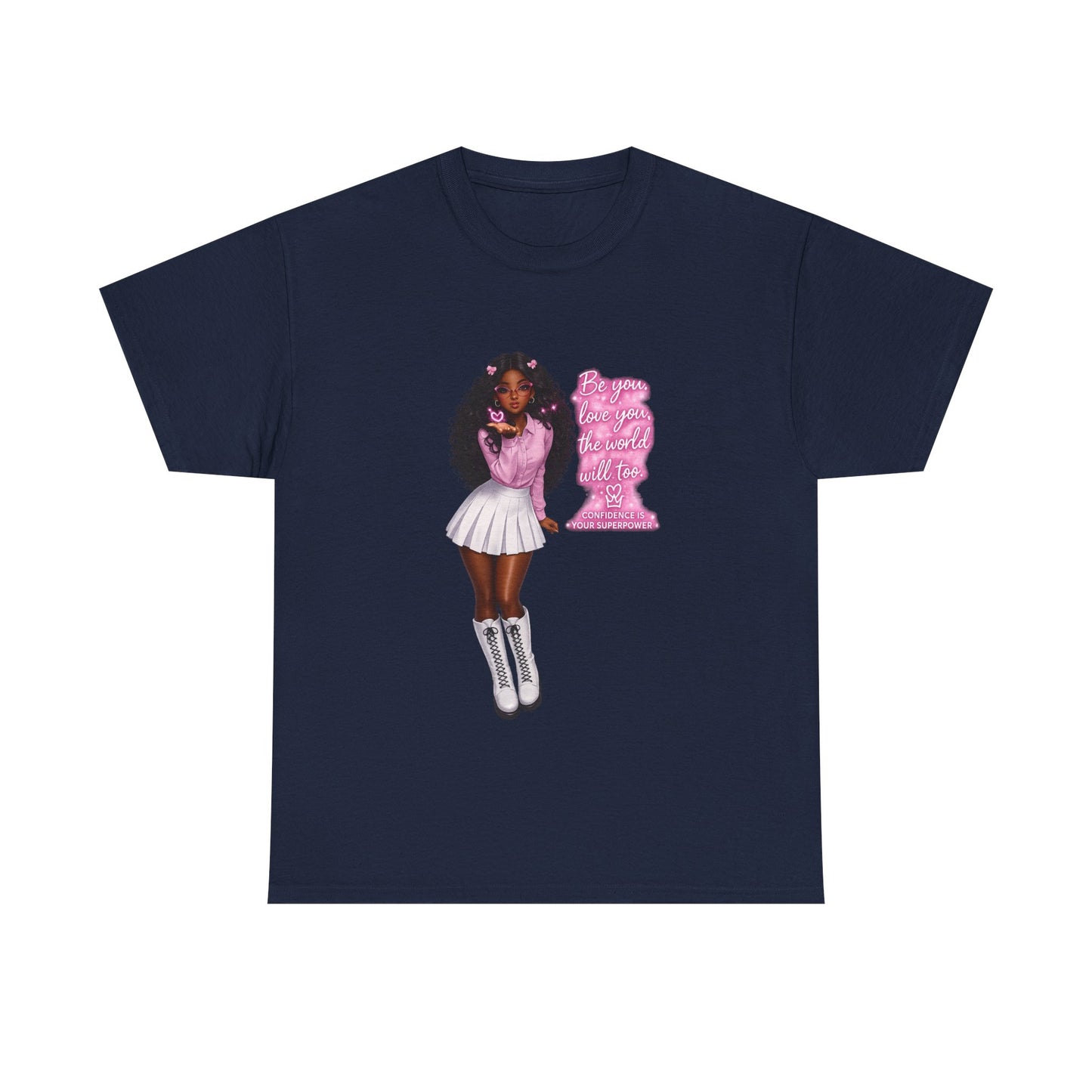 Afro Pink Cheerleader Tee – "Queen" Graphic Cotton T-Shirt