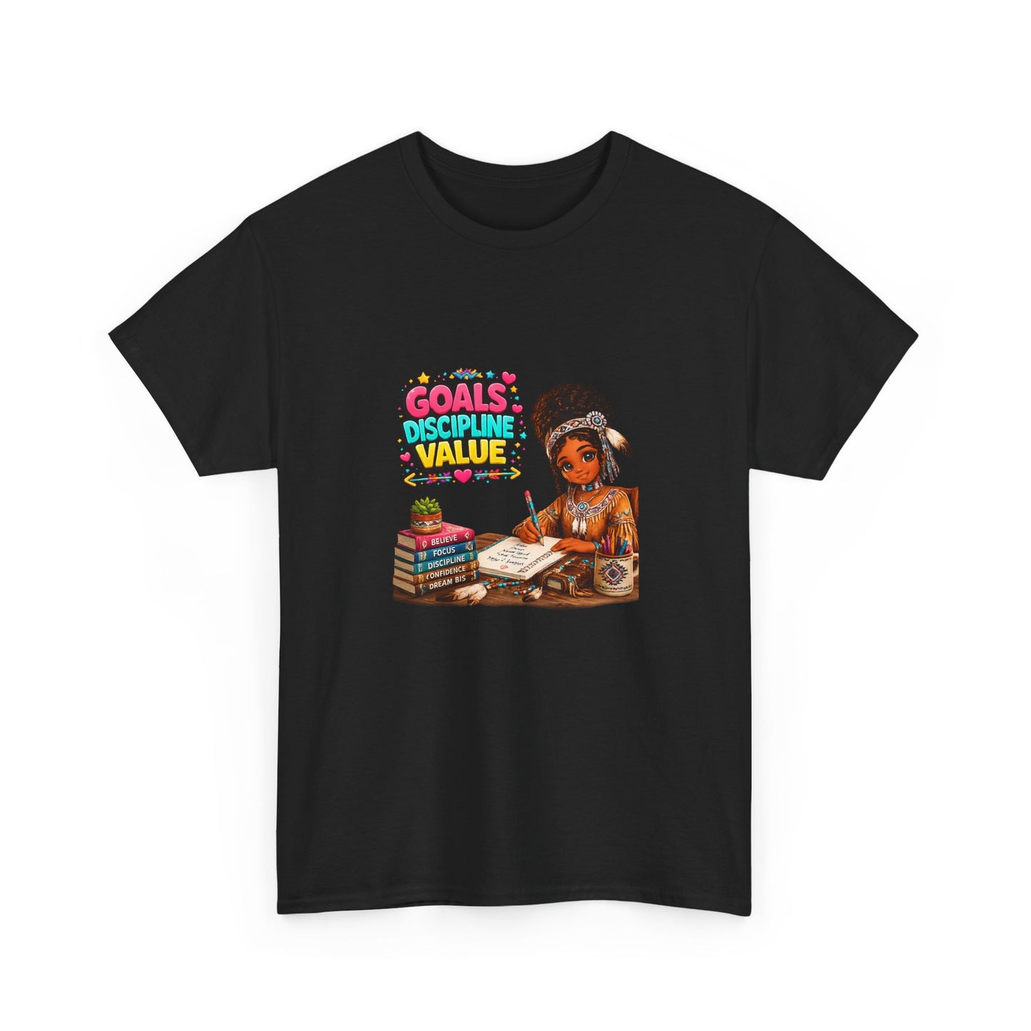 Motivational Study T-Shirt — "Goals, Discipline, Value" Graphic Tee for Students & Learners