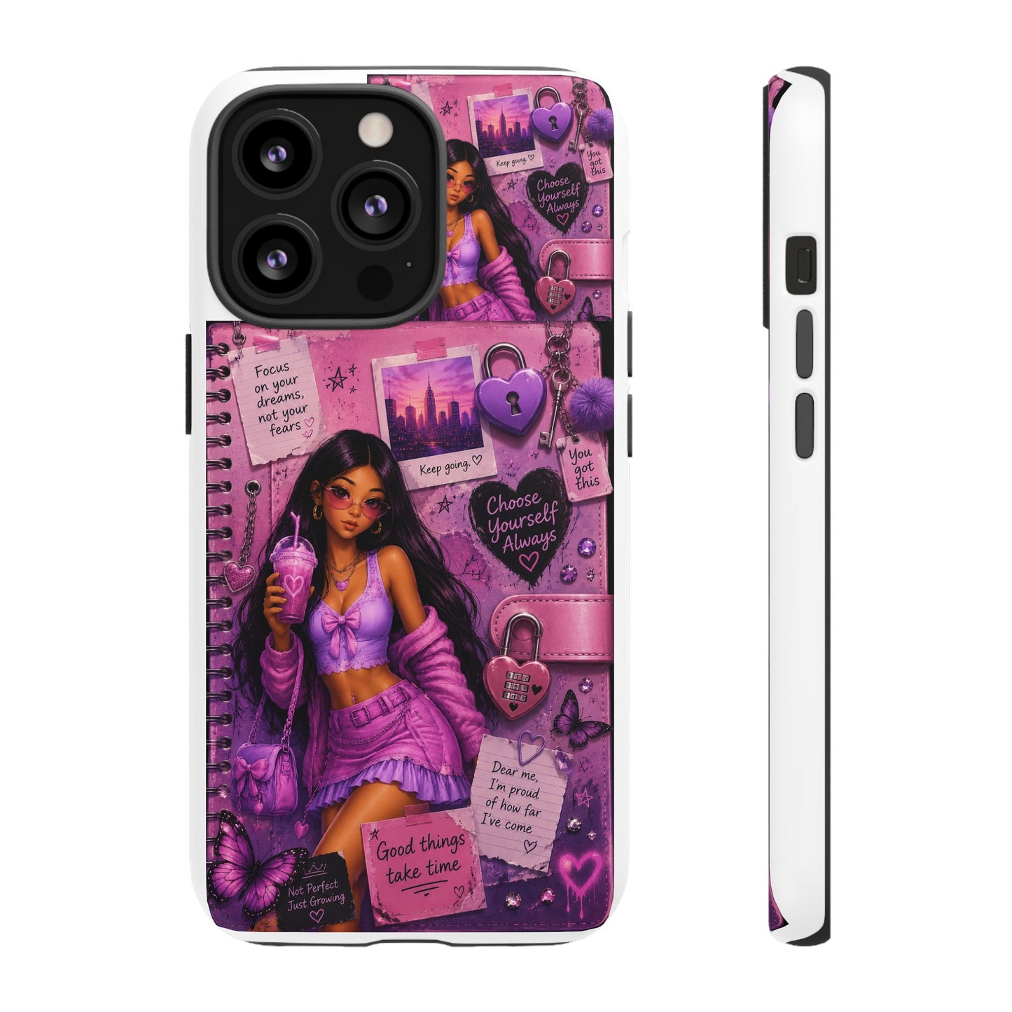 Purple Aesthetic Phone Case — Girl Collage 'Choose Yourself' Design