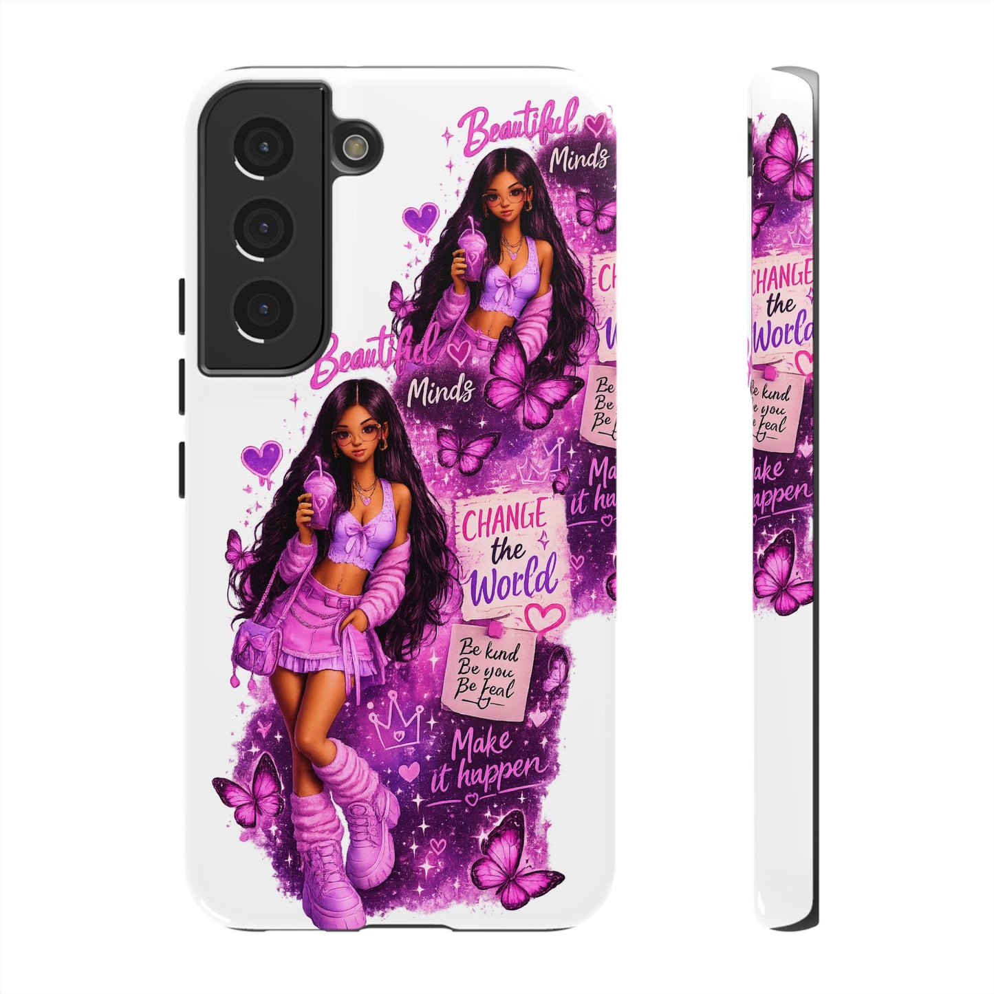 Empowered Girl Phone Case — Pink Butterfly ‘Change the World’ Design