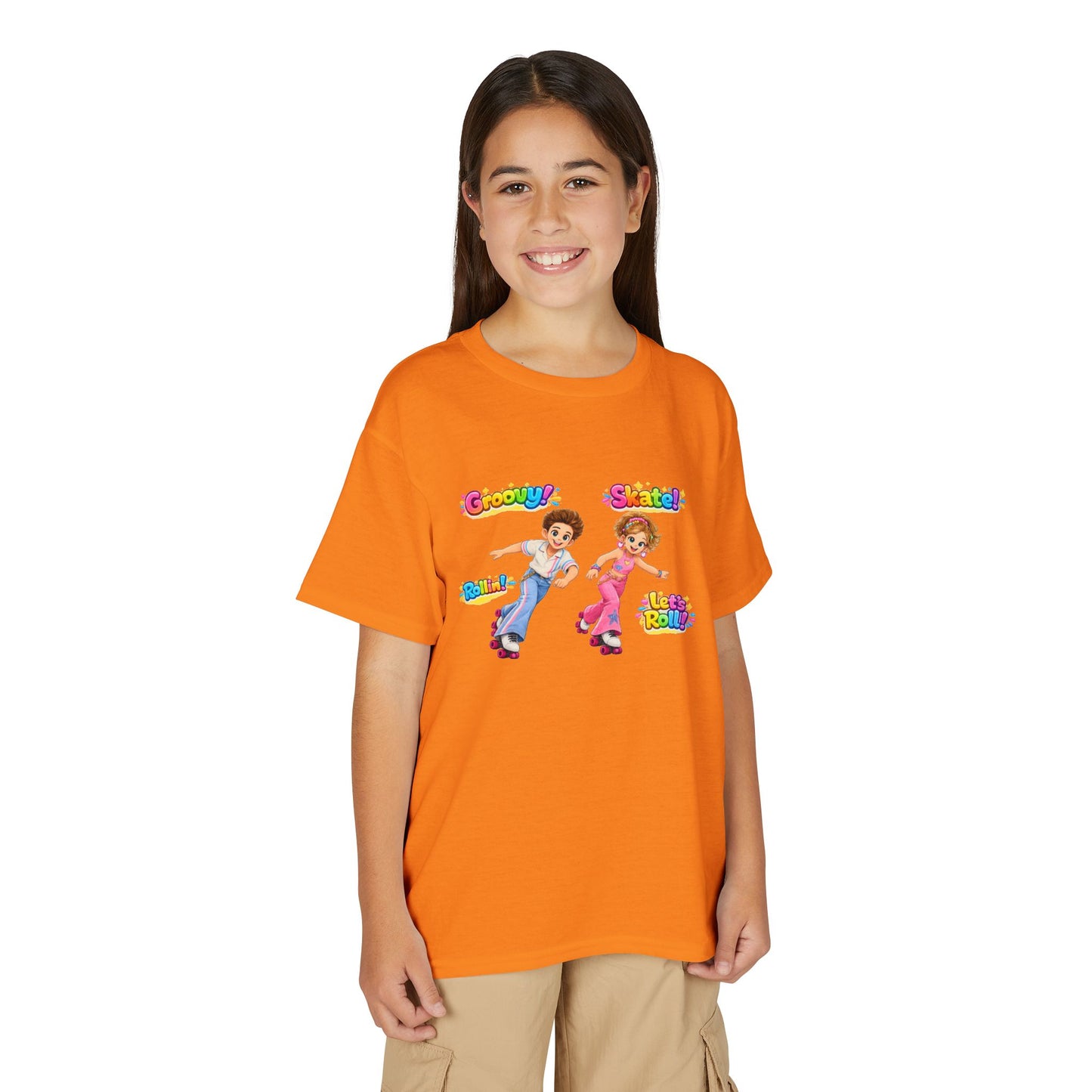 Youth Roller Skating T-Shirt — "Groovy! Skater!" Colorful Retro Kids Tee