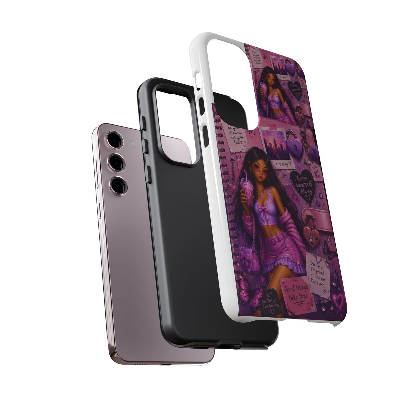 Purple Aesthetic Phone Case — Girl Collage 'Choose Yourself' Design