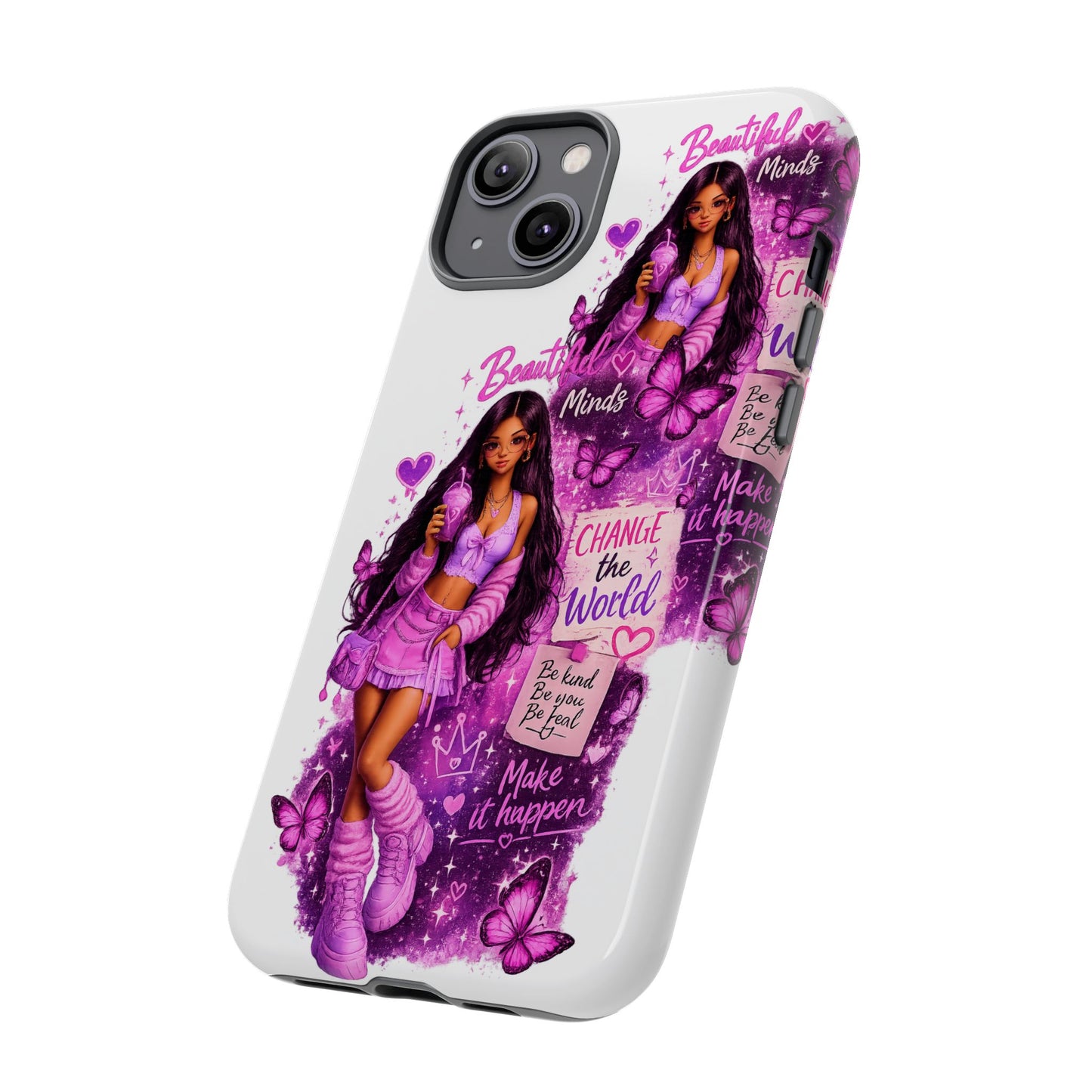Empowered Girl Phone Case — Pink Butterfly ‘Change the World’ Design