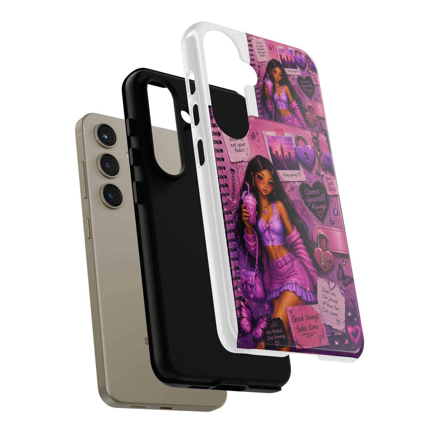 Purple Aesthetic Phone Case — Girl Collage 'Choose Yourself' Design