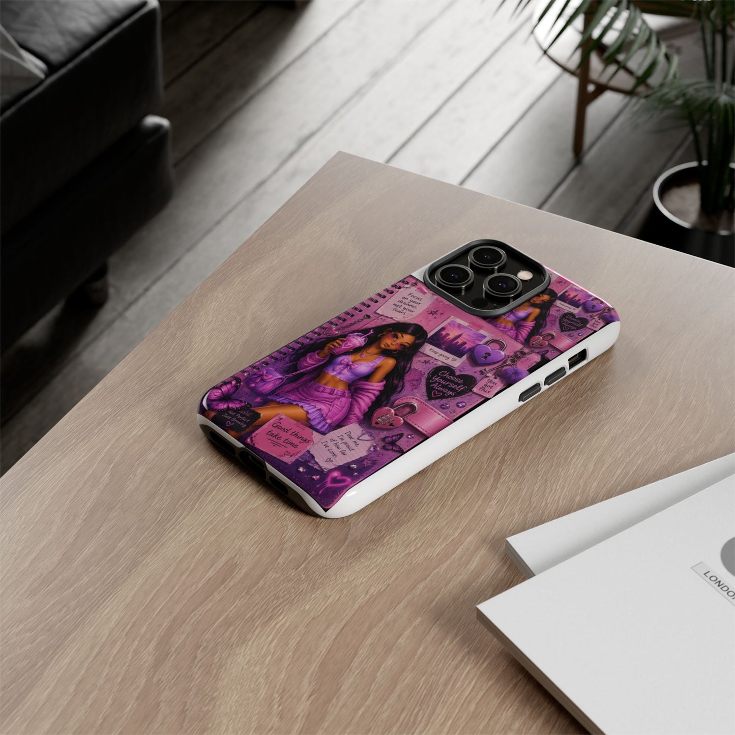 Purple Aesthetic Phone Case — Girl Collage 'Choose Yourself' Design