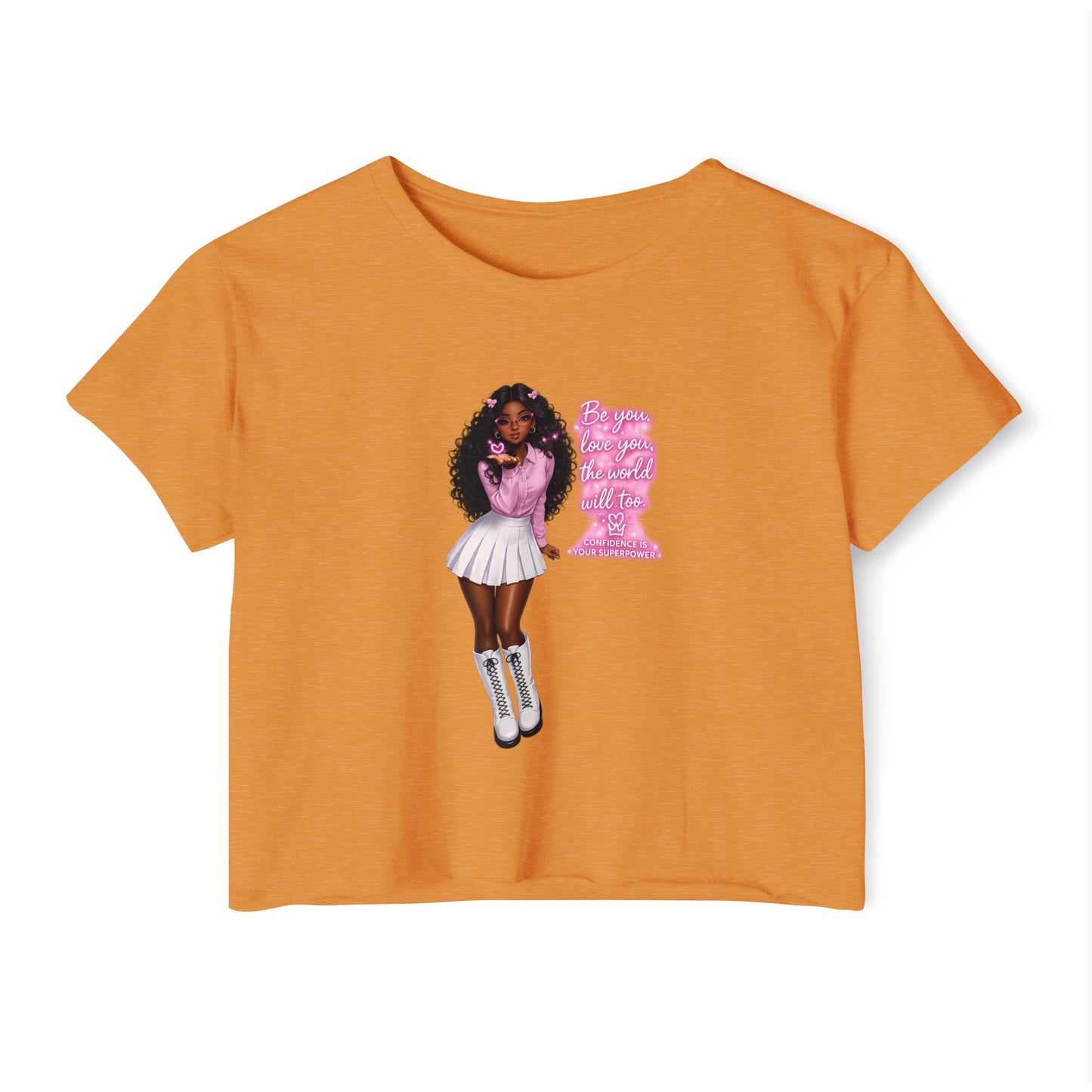 Festival Crop Top — Pink Glitter Doll Graphic Women’s Party Tee