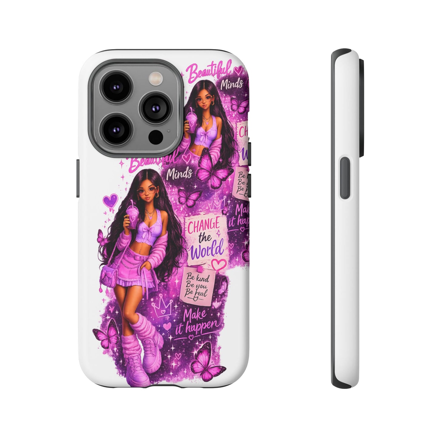Empowered Girl Phone Case — Pink Butterfly ‘Change the World’ Design