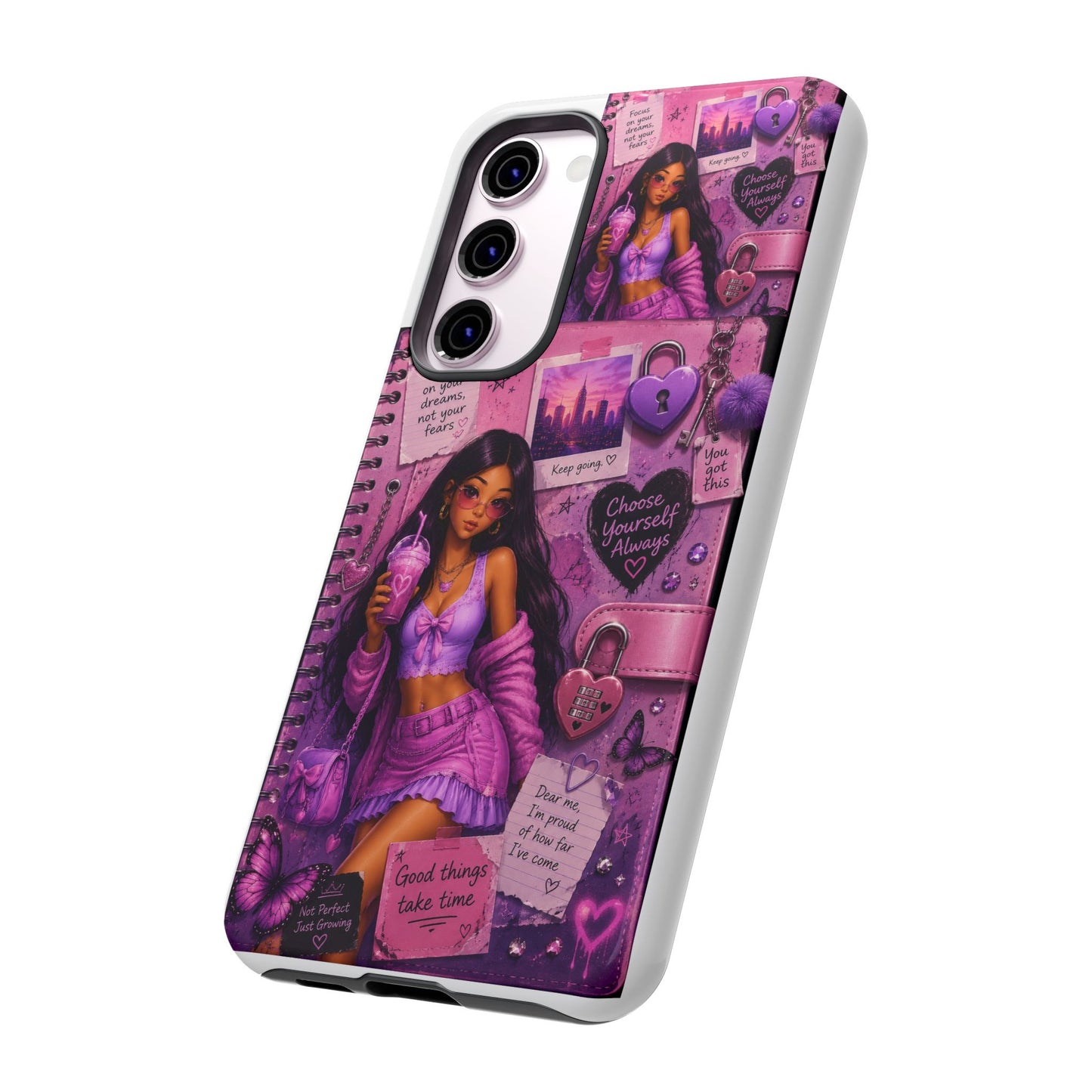Purple Aesthetic Phone Case — Girl Collage 'Choose Yourself' Design