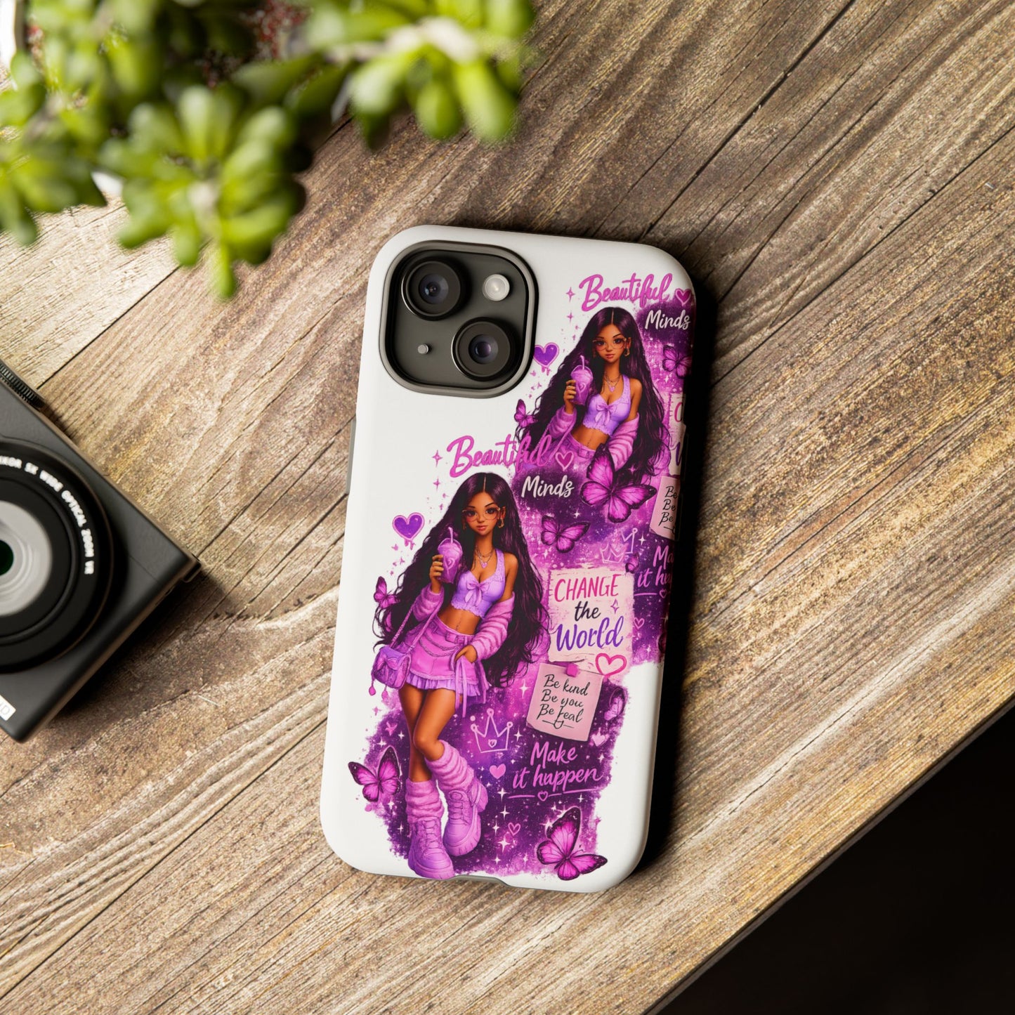 Empowered Girl Phone Case — Pink Butterfly ‘Change the World’ Design