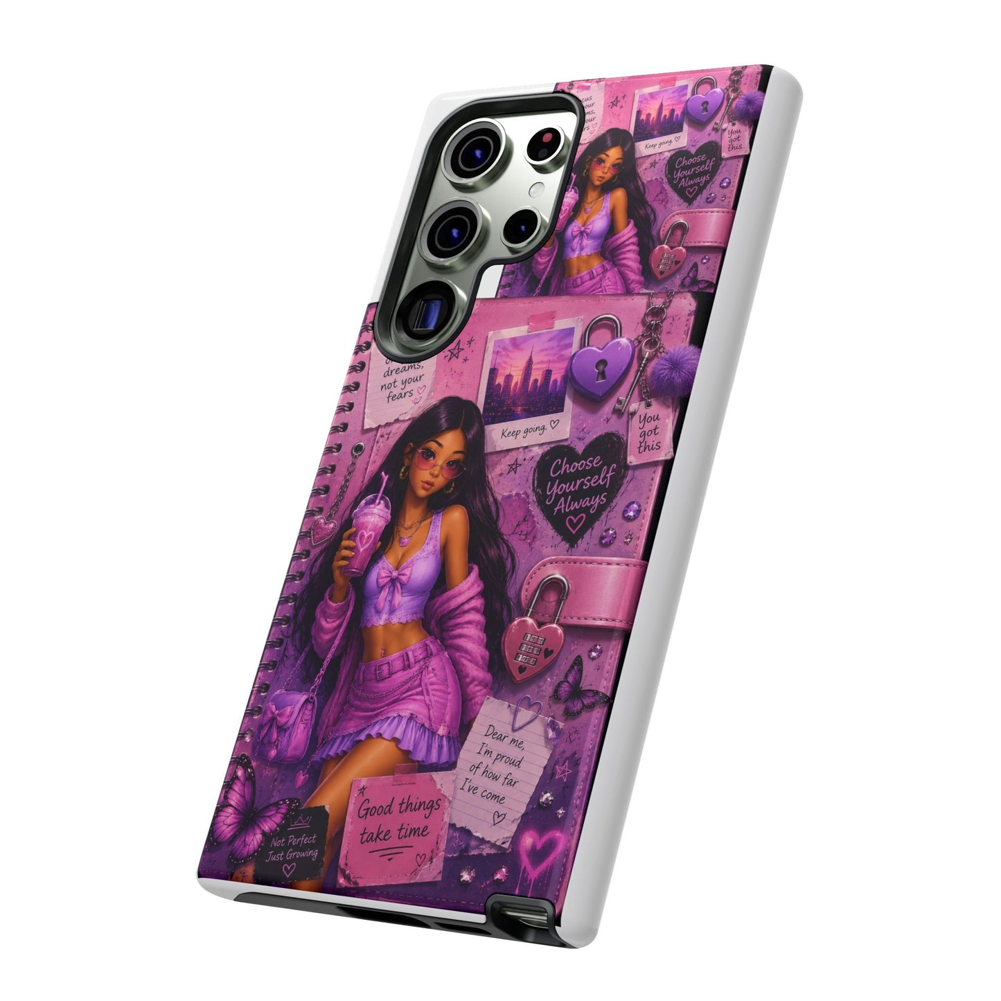 Purple Aesthetic Phone Case — Girl Collage 'Choose Yourself' Design