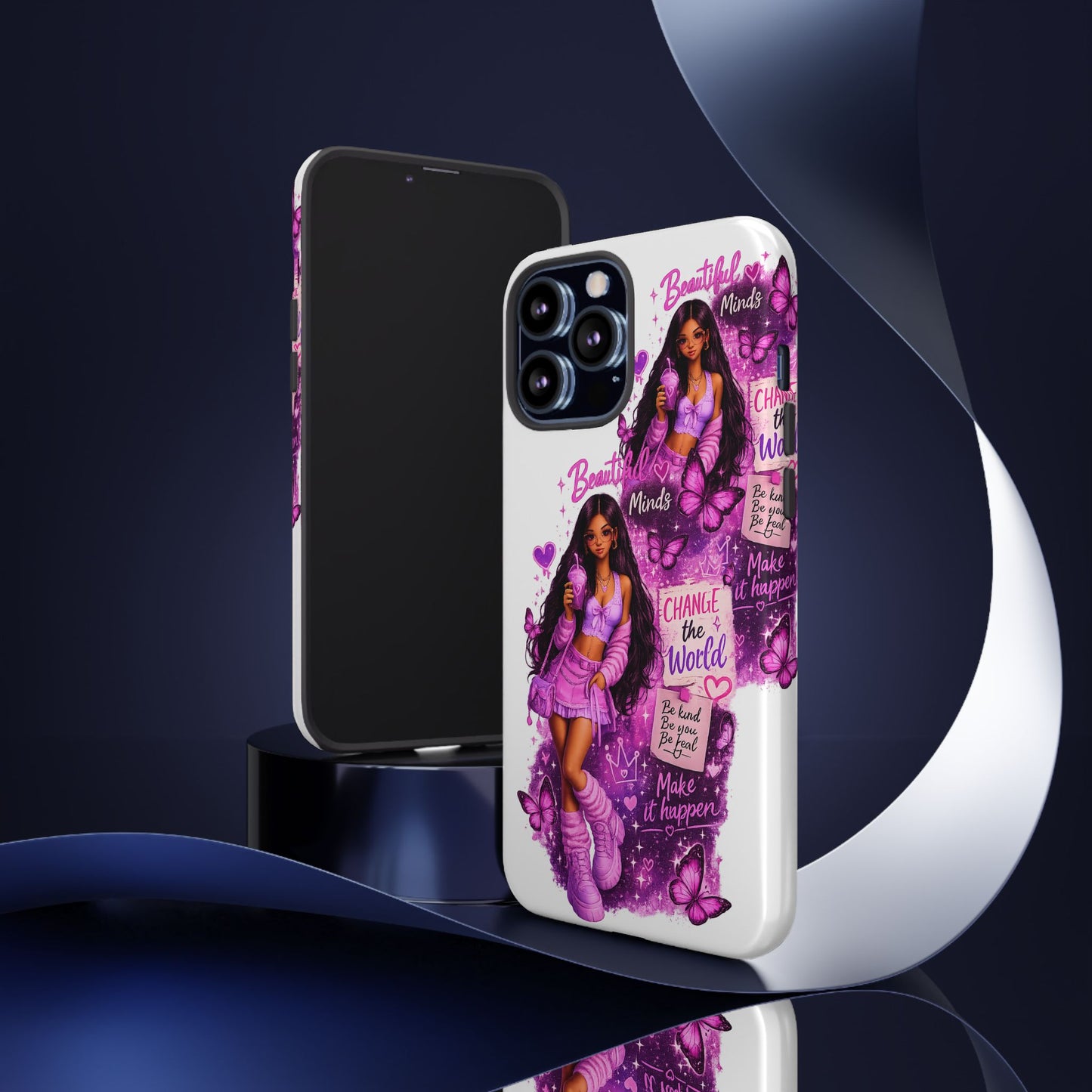 Empowered Girl Phone Case — Pink Butterfly ‘Change the World’ Design