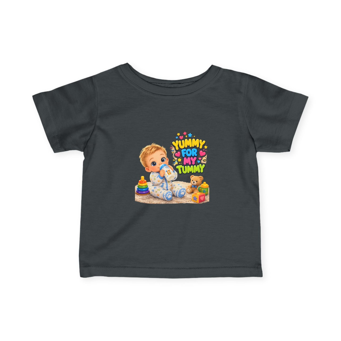 Infant Tee — Cute Baby 'Yummy For My Tummy' Feeding Graphic