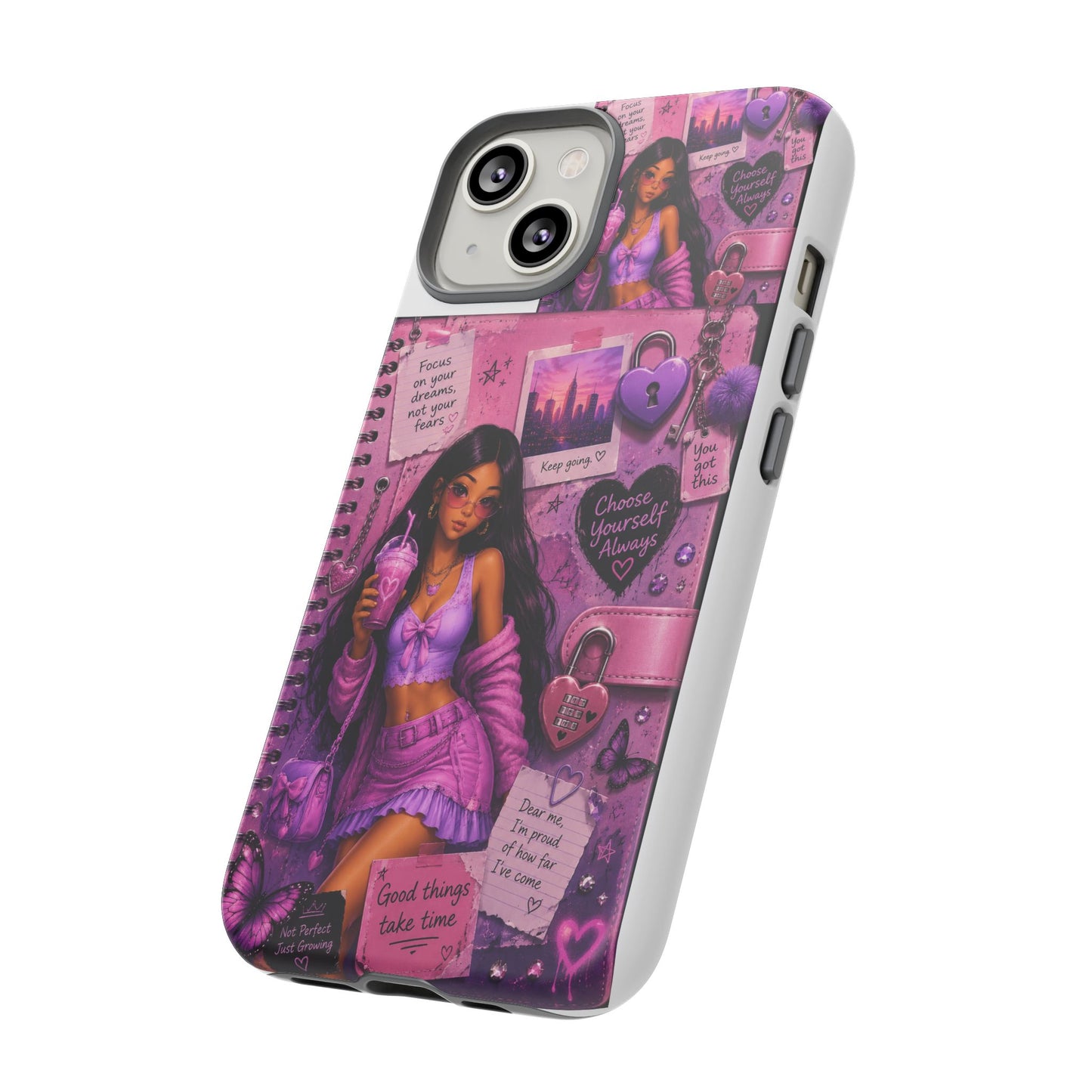 Purple Aesthetic Phone Case — Girl Collage 'Choose Yourself' Design