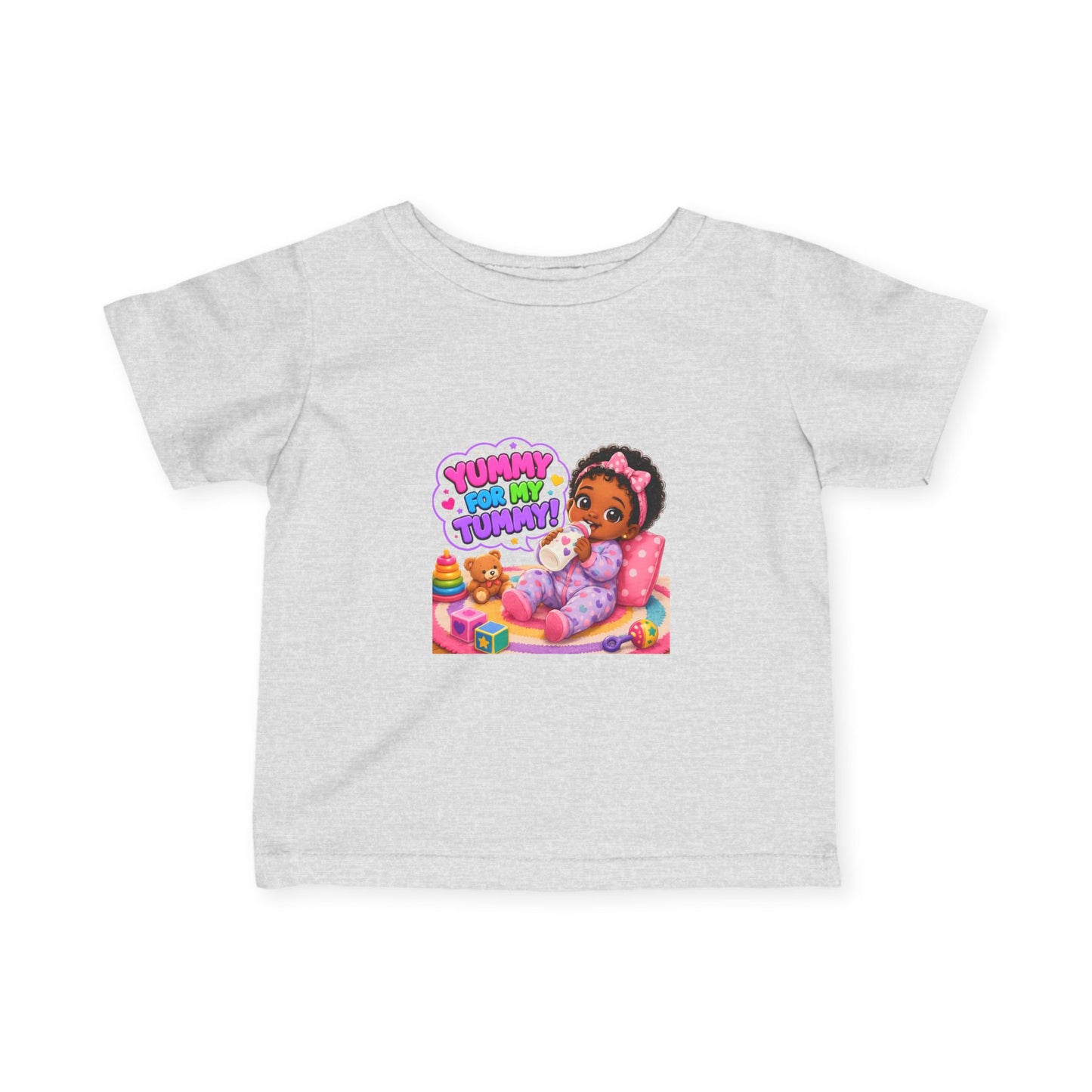 Infant Tee — "Yummy for My Tummy" Baby Girl Graphic Shirt
