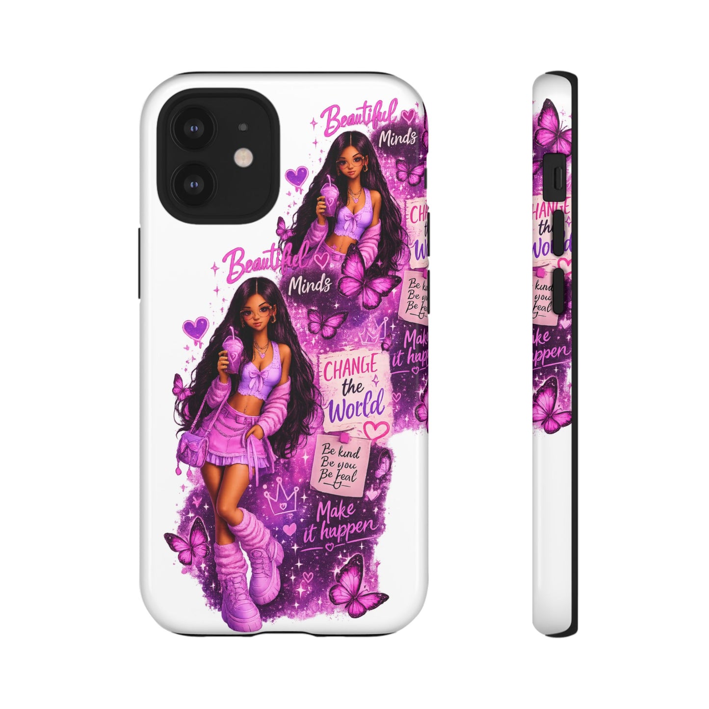 Empowered Girl Phone Case — Pink Butterfly ‘Change the World’ Design