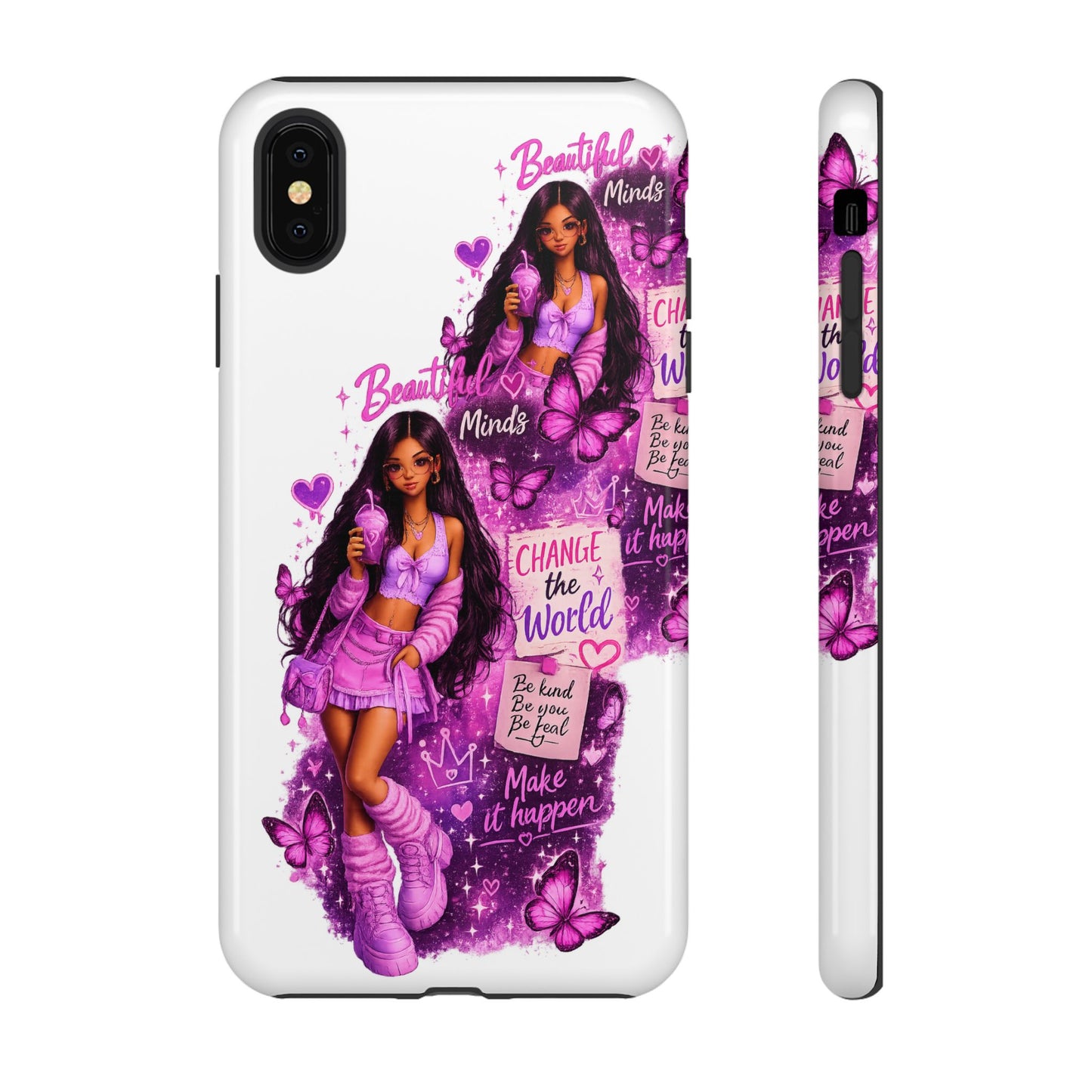 Empowered Girl Phone Case — Pink Butterfly ‘Change the World’ Design