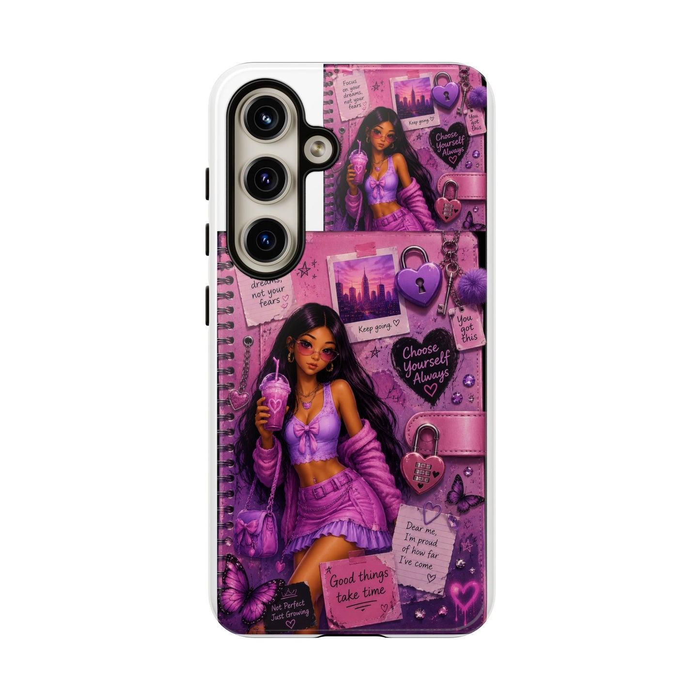 Purple Aesthetic Phone Case — Girl Collage 'Choose Yourself' Design