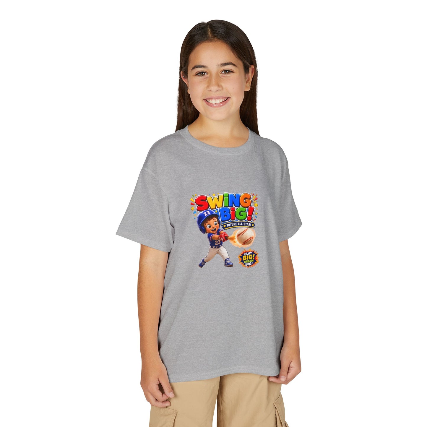 Youth T-Shirt - "SWING BIG!" Baseball Design | Kids Sports Tee