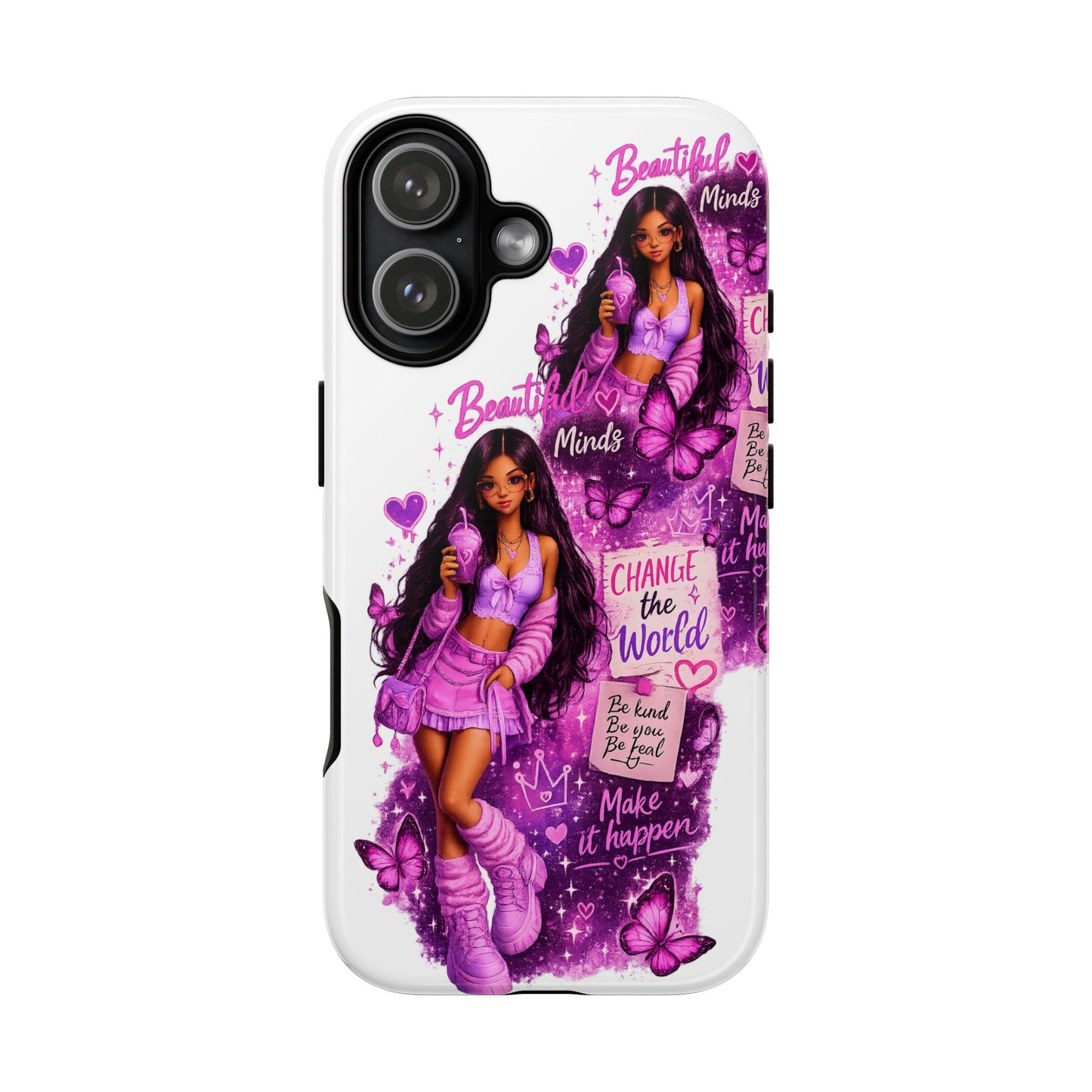 Empowered Girl Phone Case — Pink Butterfly ‘Change the World’ Design