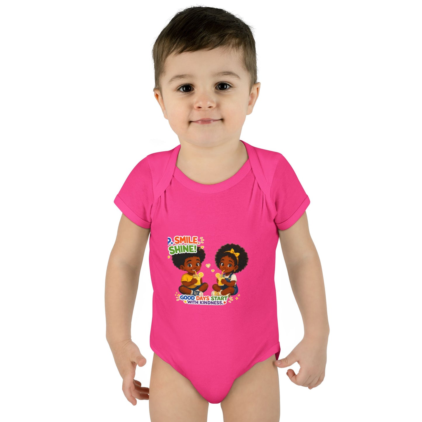 Infant Bodysuit — 'Smile Shine' Cute Baby Onesie with Positive Message