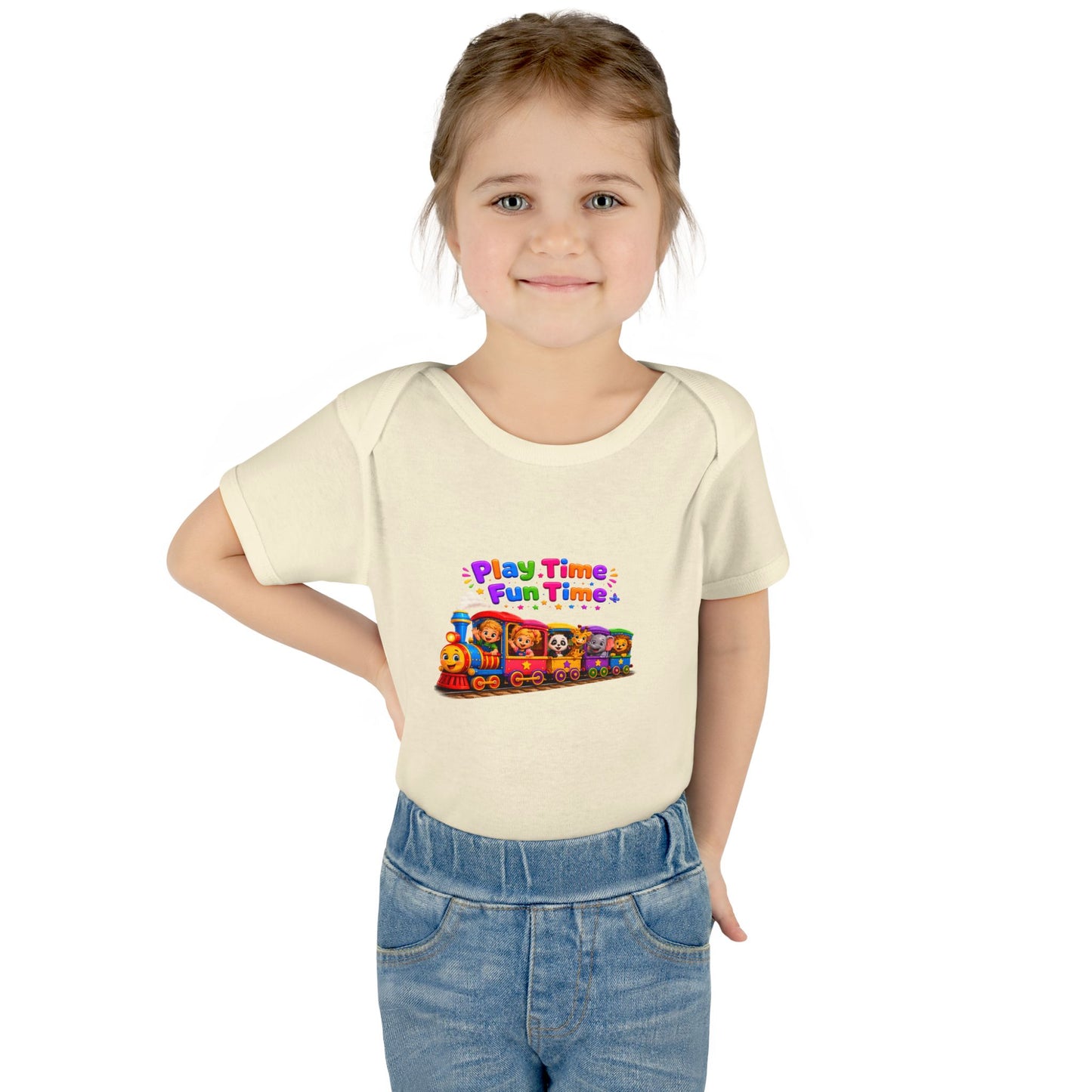 Play Time Fun Time Baby Bodysuit — Colorful Train Infant Onesie