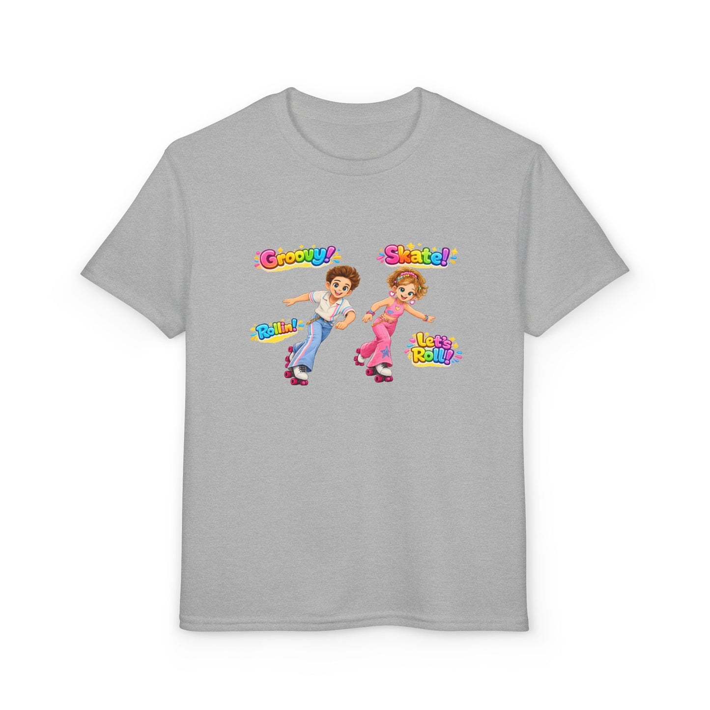 Youth Roller Skating T-Shirt — "Groovy! Skater!" Colorful Retro Kids Tee