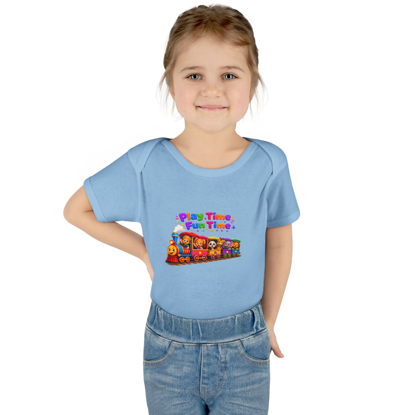 Play Time Fun Time Baby Bodysuit — Colorful Train Infant Onesie